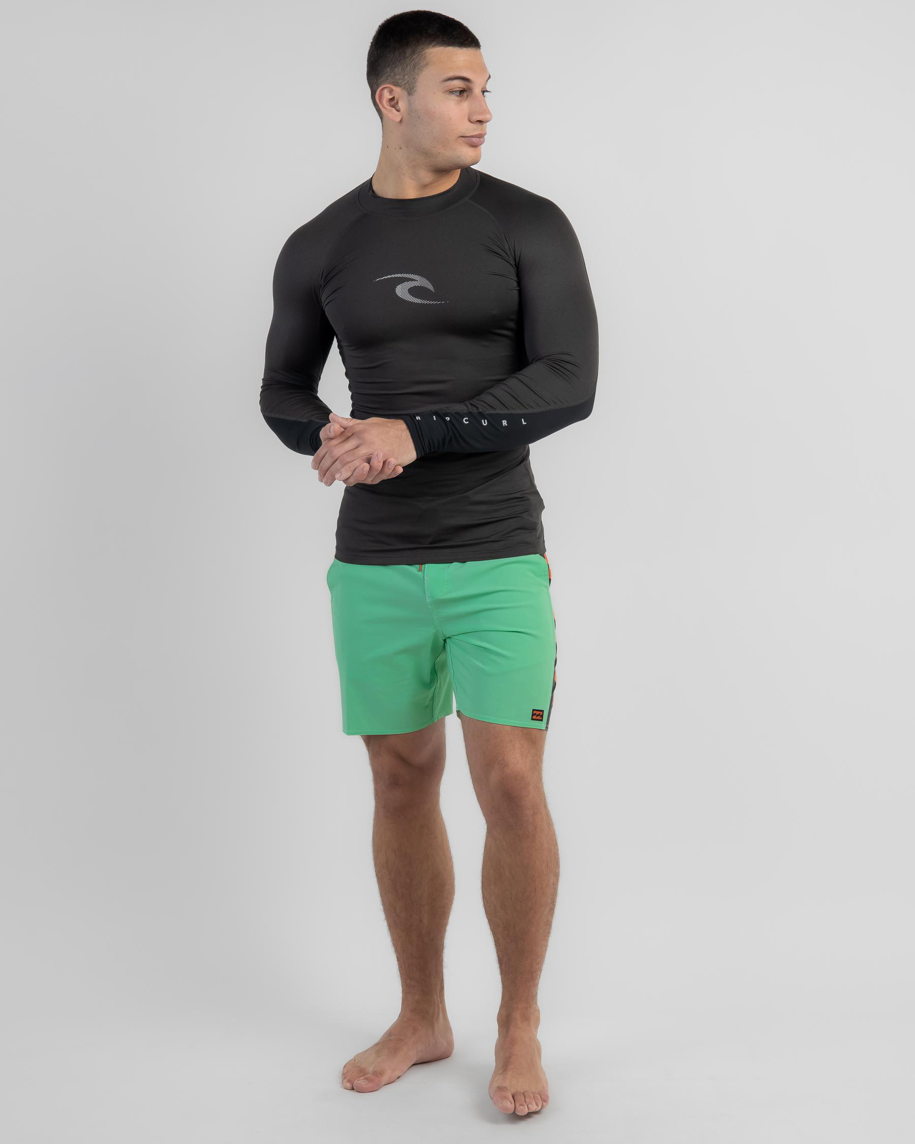 Shop Rip Curl Waves Long Sleeve Rash Vest In Black Marle Fast