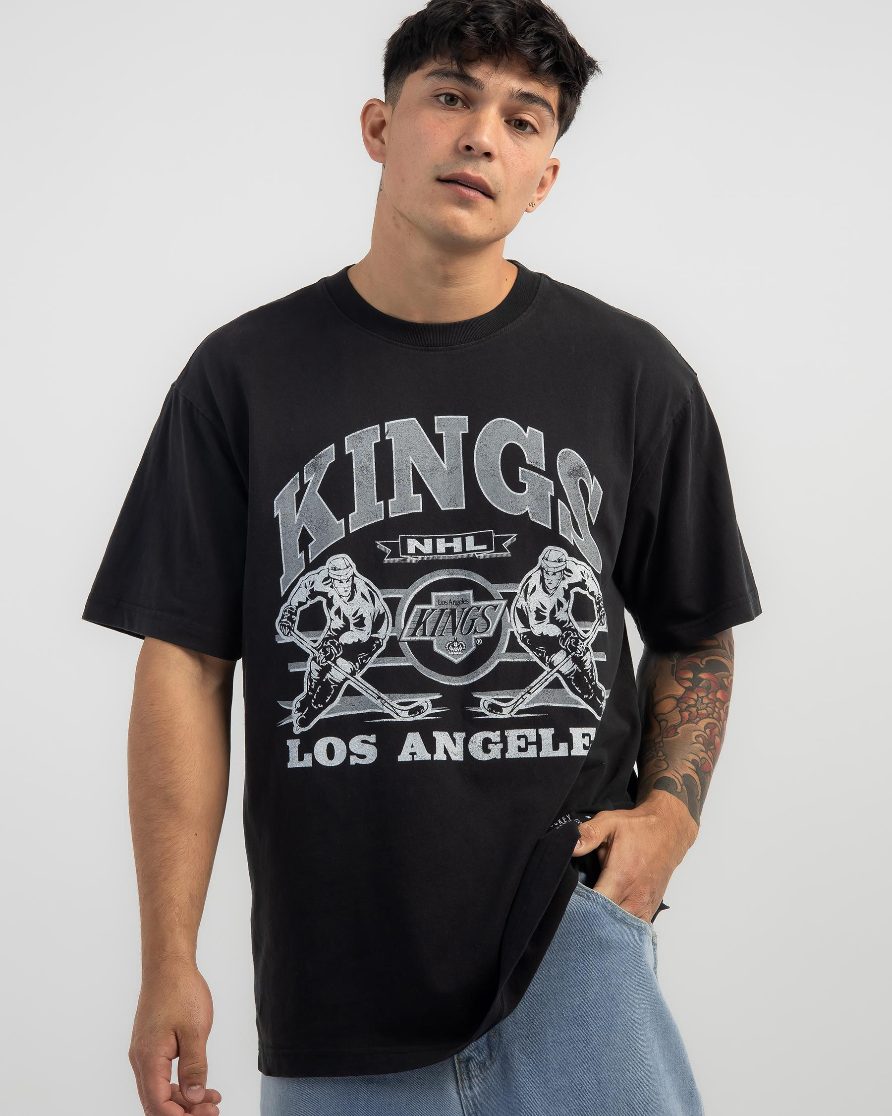 Shop Mitchell & Ness Los Angeles Kings T-Shirt In Faded Black - Fast ...
