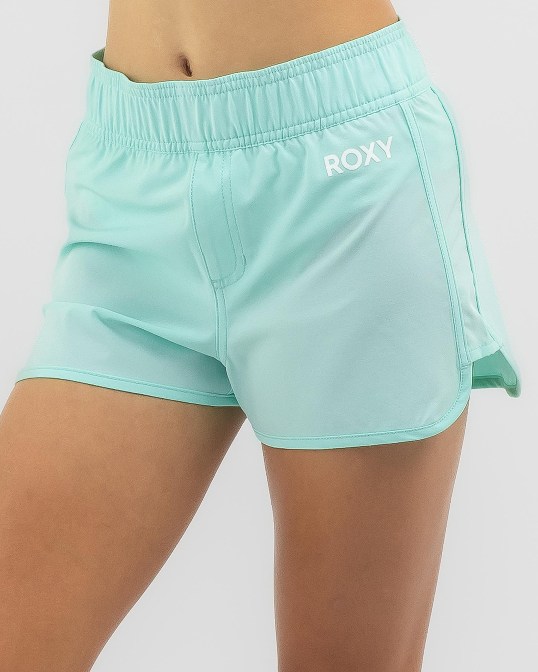 Shop Roxy Girls' Good Waves Only Board Shorts In Aruba Blue Fast