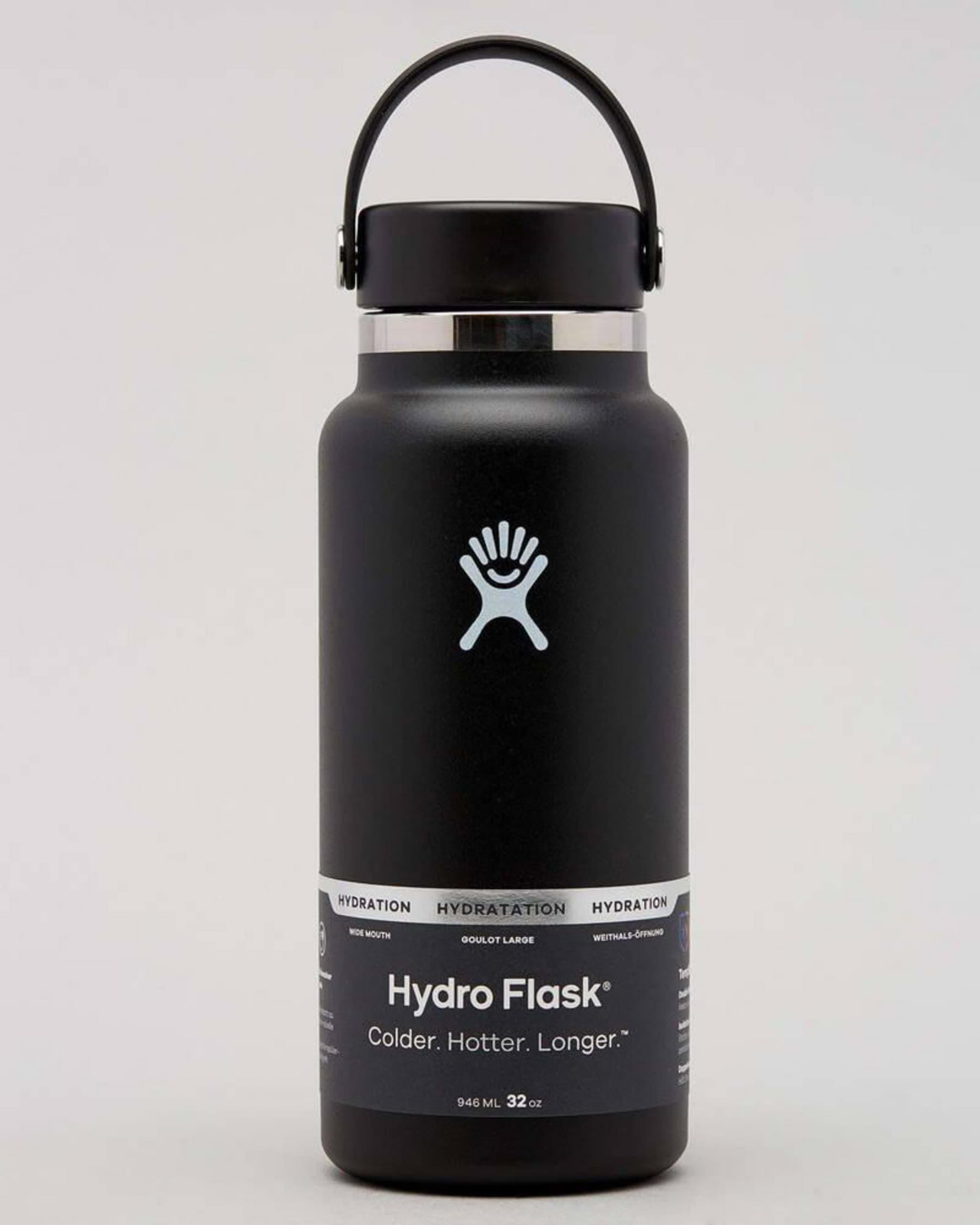 Shop Hydro Flask Wide Mouth 946ml Drink Bottle In Black Fast Shipping