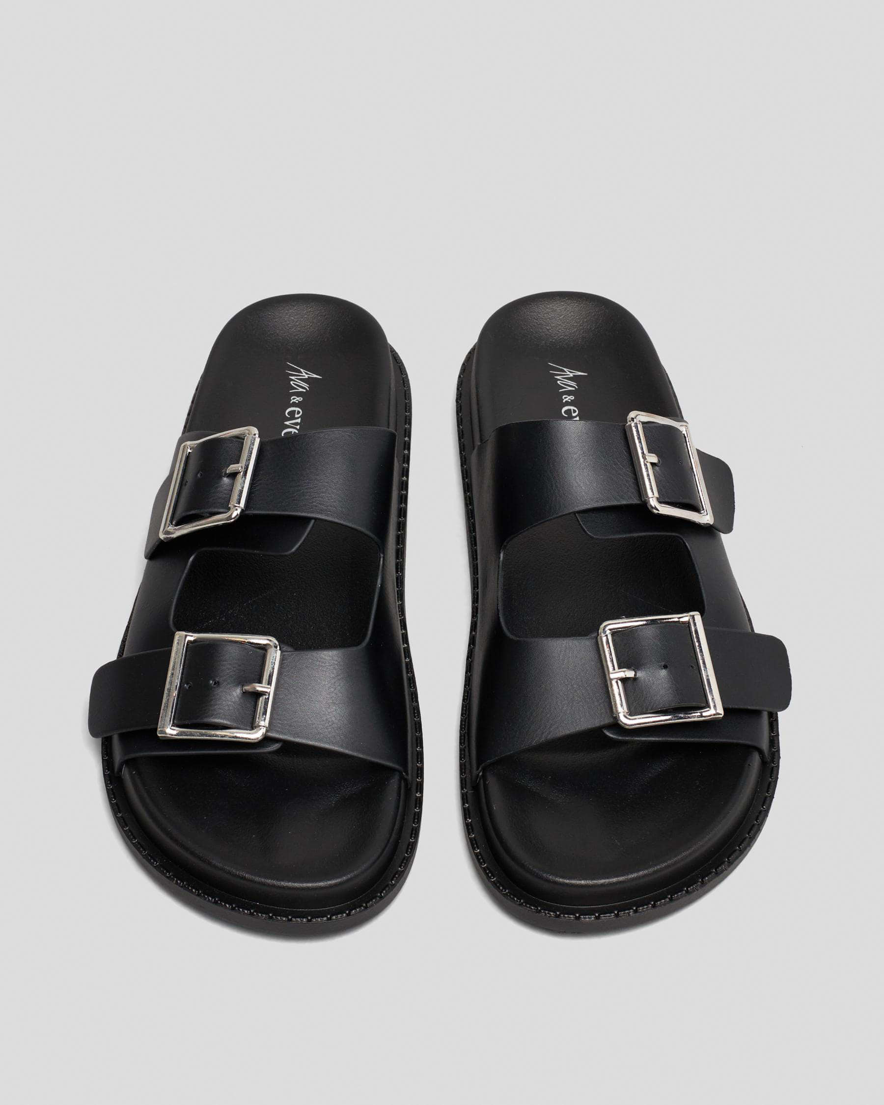 Ava And Ever Alice Slide Sandals In Black/black - FREE* Shipping & Easy ...