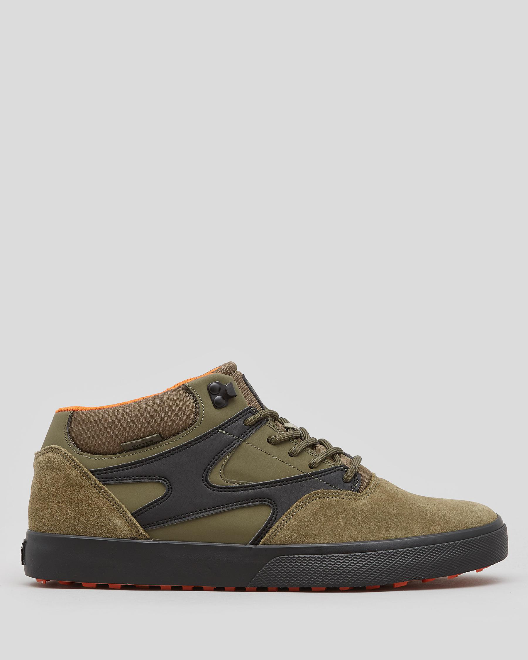 Shop DC Shoes Kalis Vulc Mid WNT Shoes In Army Green - Fast Shipping ...