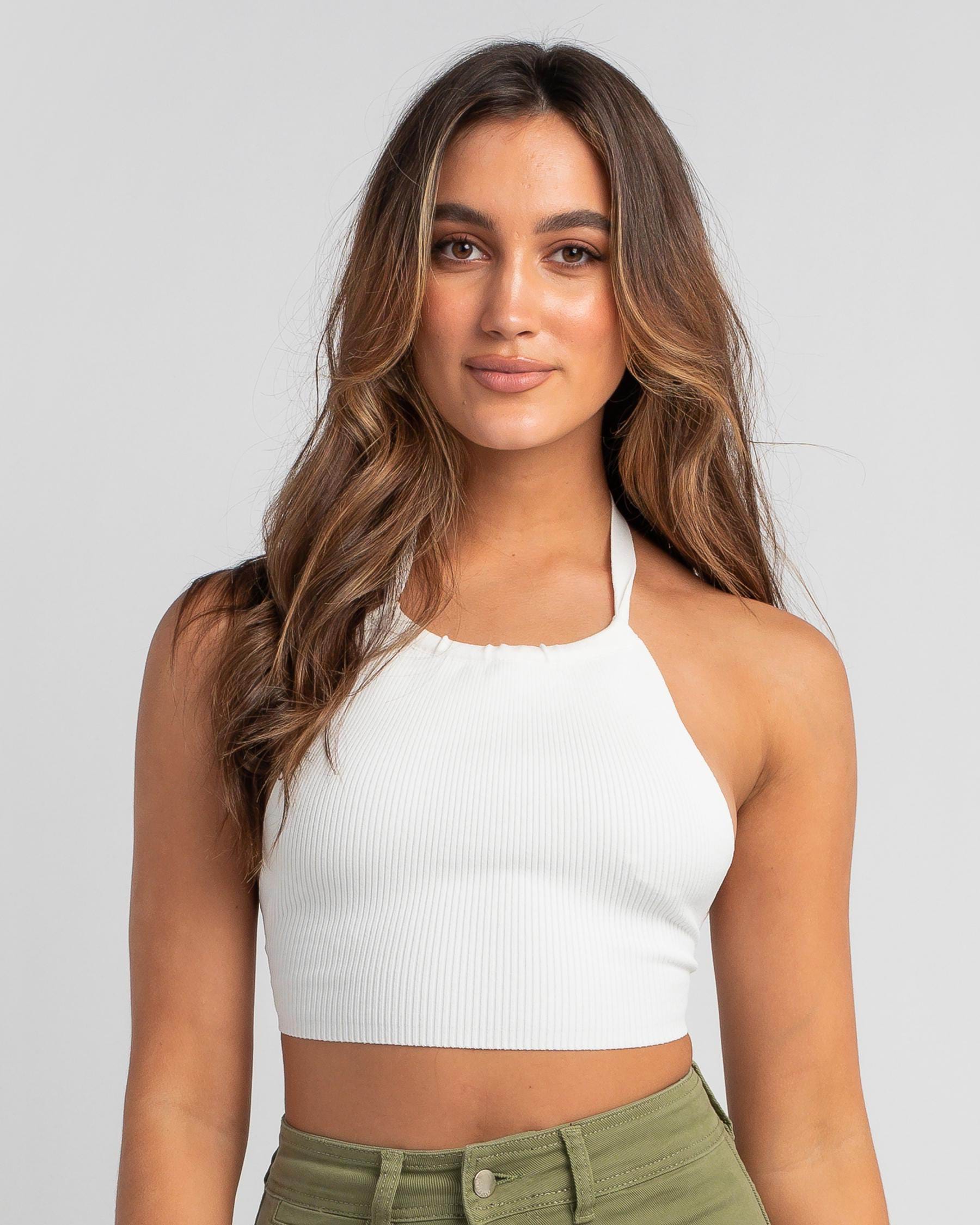 Ava And Ever Finch Knit Halter Top In White - Fast Shipping & Easy ...