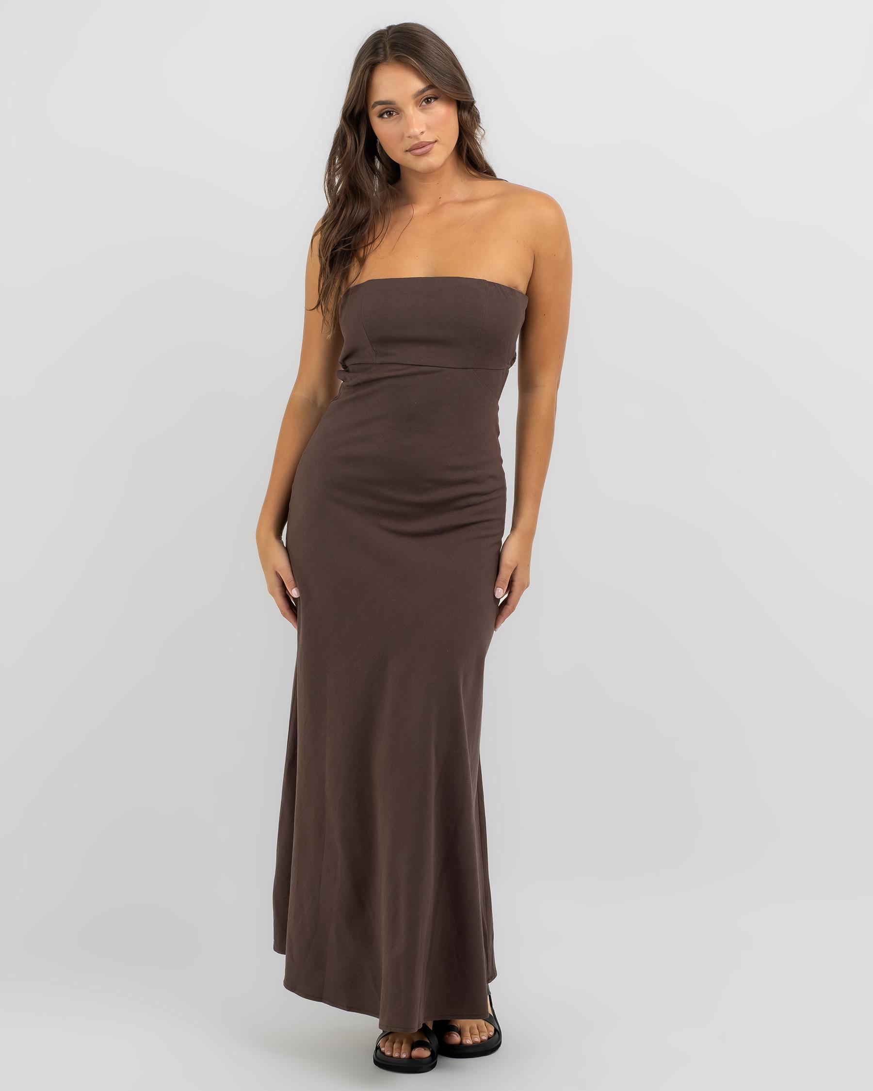 Thanne Claire Maxi Dress In Brown FREE* Shipping & Easy Returns
