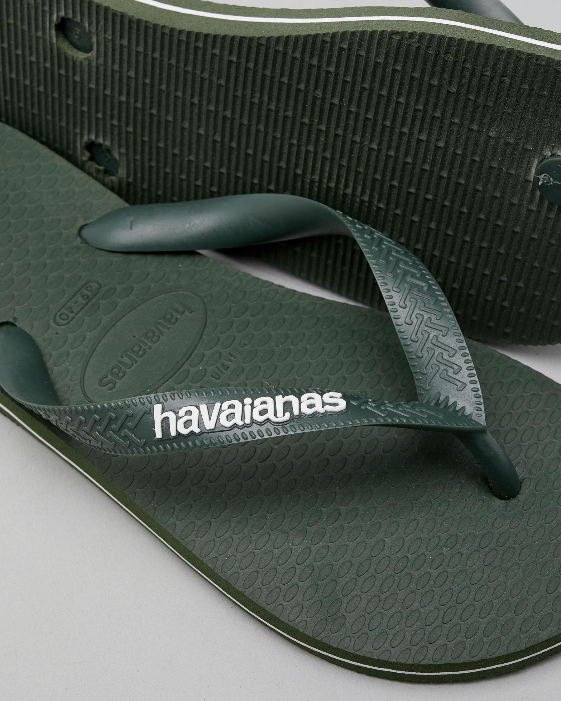 Havaianas Logo Thongs In Green Olive - Fast Shipping & Easy Returns ...