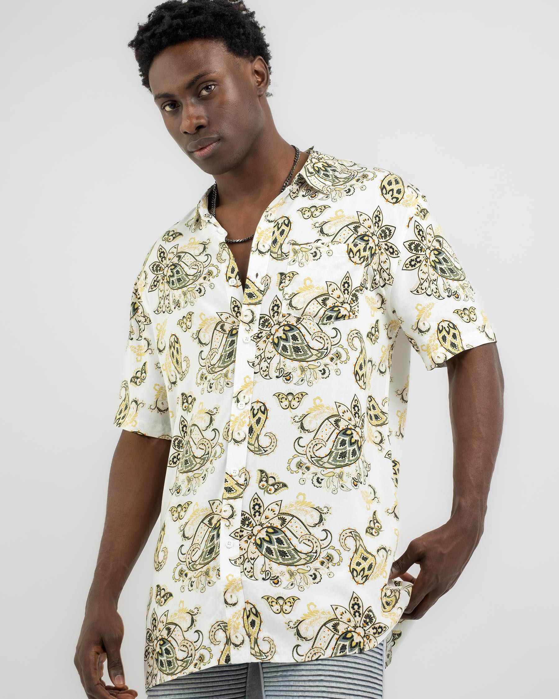 Lucid Paisley Short Sleeve Shirt In Cream - Fast Shipping & Easy ...