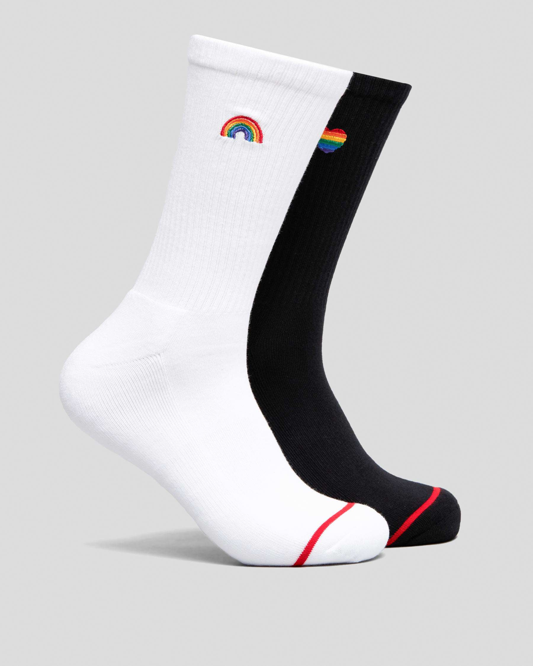 FOOT-IES Pride Sneaker Socks 2 Pack In White/black - Fast Shipping ...