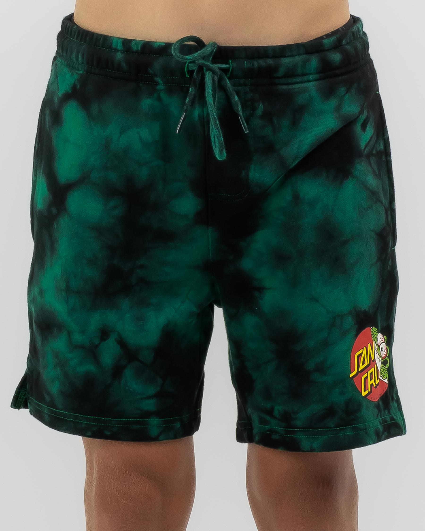 Shop Santa Cruz Boys' Beware Dot Tie Dye Board Shorts In Green Tie Dye