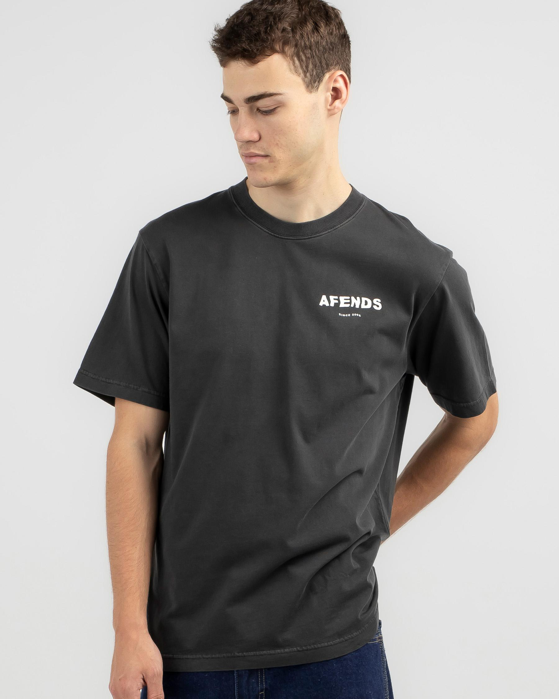 Shop Afends Questions T-Shirt In Stone Black - Fast Shipping & Easy ...