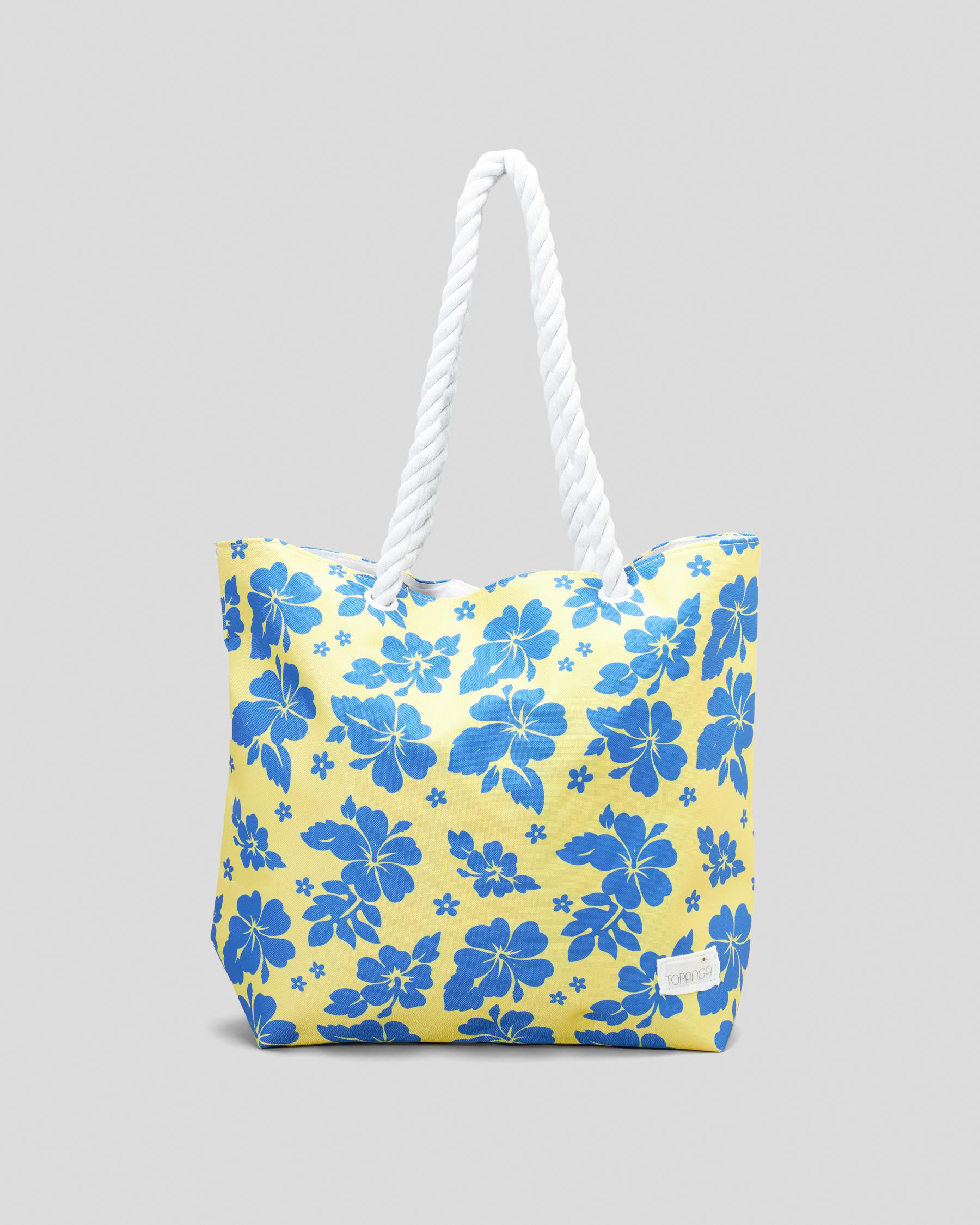 Shop Topanga Malibu Beach Bag In Yellow/blue Fast Shipping & Easy