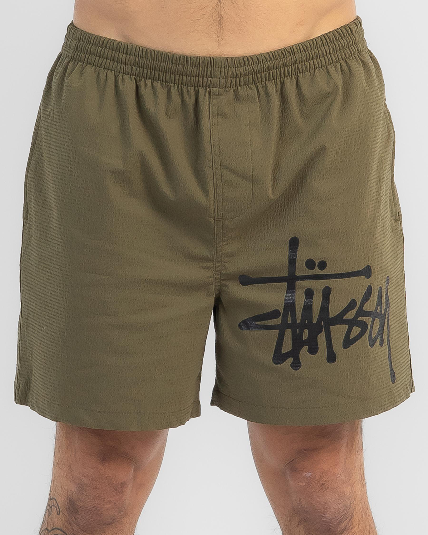 Shop Stussy Big Graffiti Beach Shorts In Army Green Fast Shipping Shop stussy big graffiti beach shorts in army green fast shipping