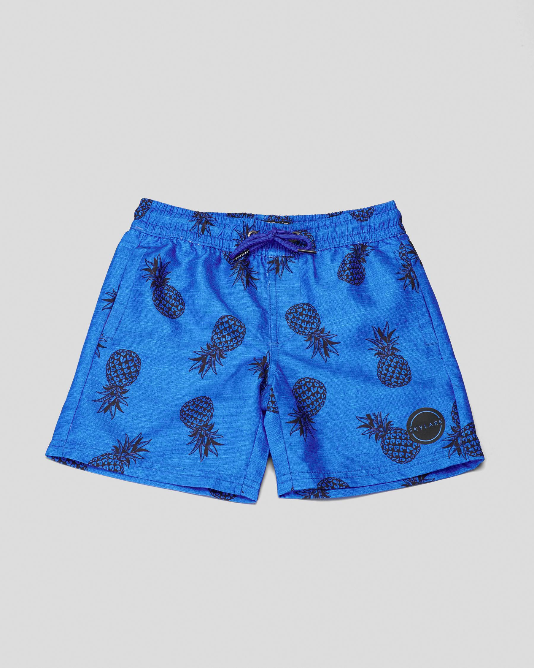 Shop Skylark Toddlers' Pineapples Board Shorts In Blue - Fast Shipping ...