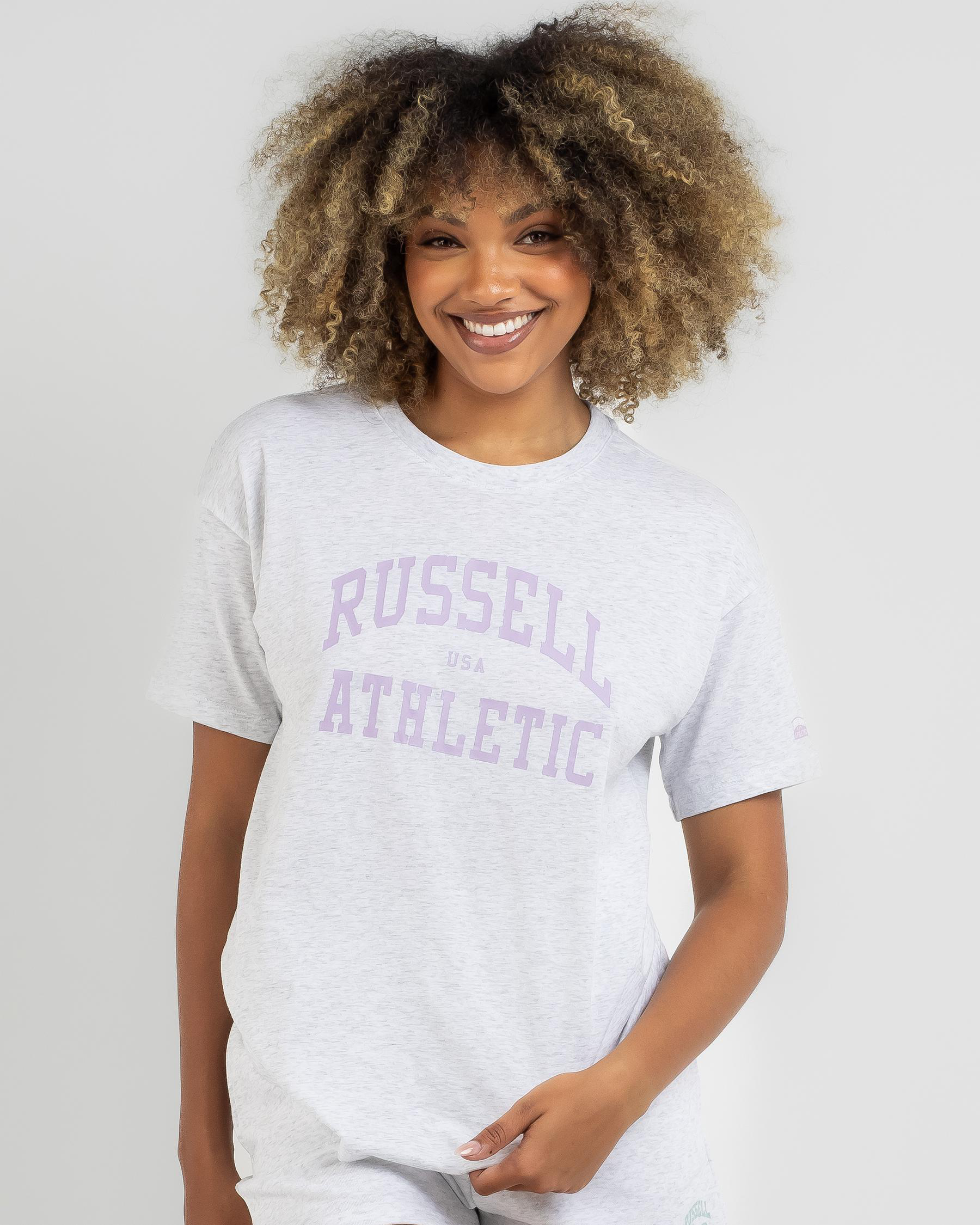 Shop Russell Athletic Classic TShirt In Snow Marle Fast Shipping & Easy Returns City Beach