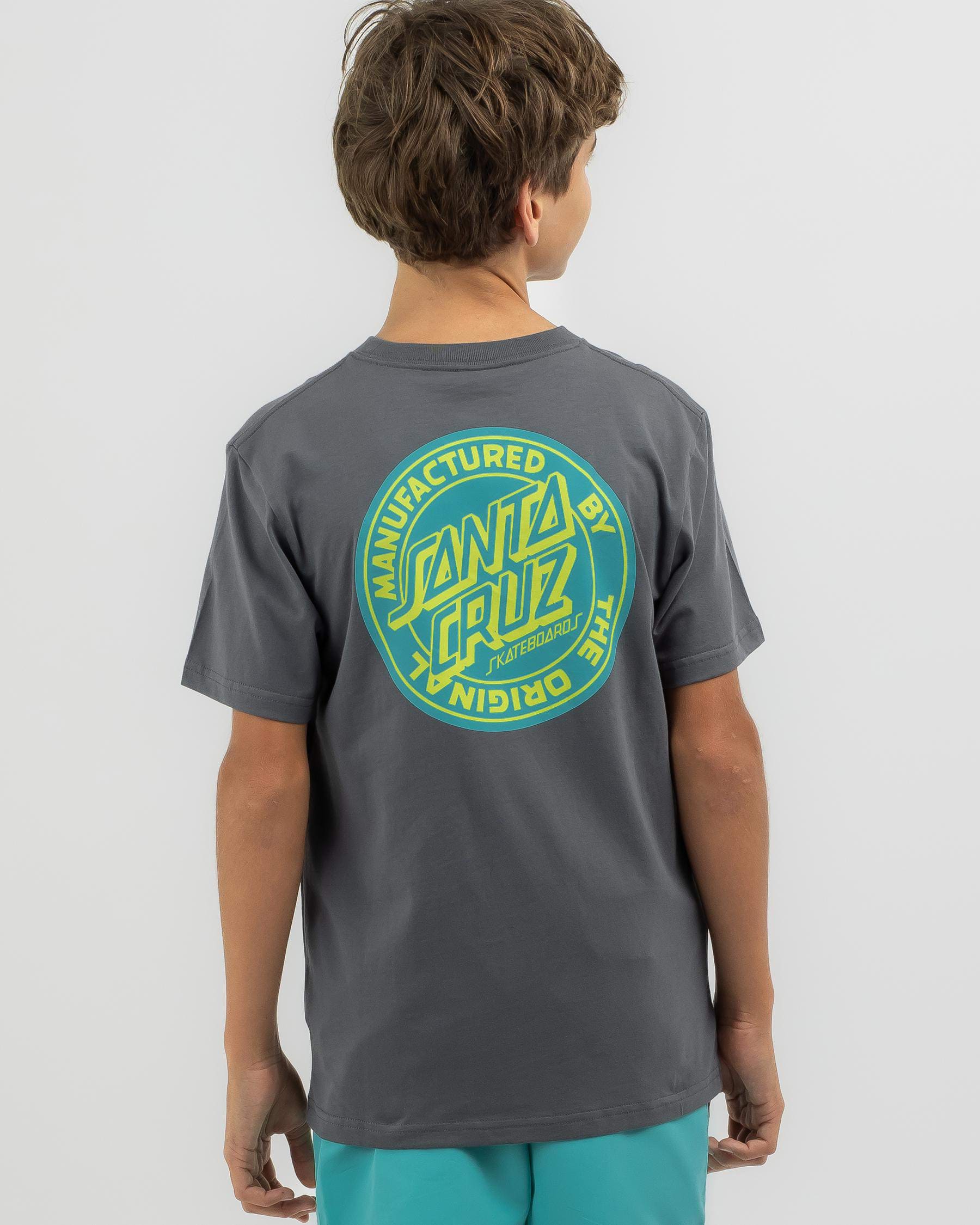 Santa Cruz Boys' Reverse MFG Dot T-Shirt In Charcoal - Fast Shipping ...