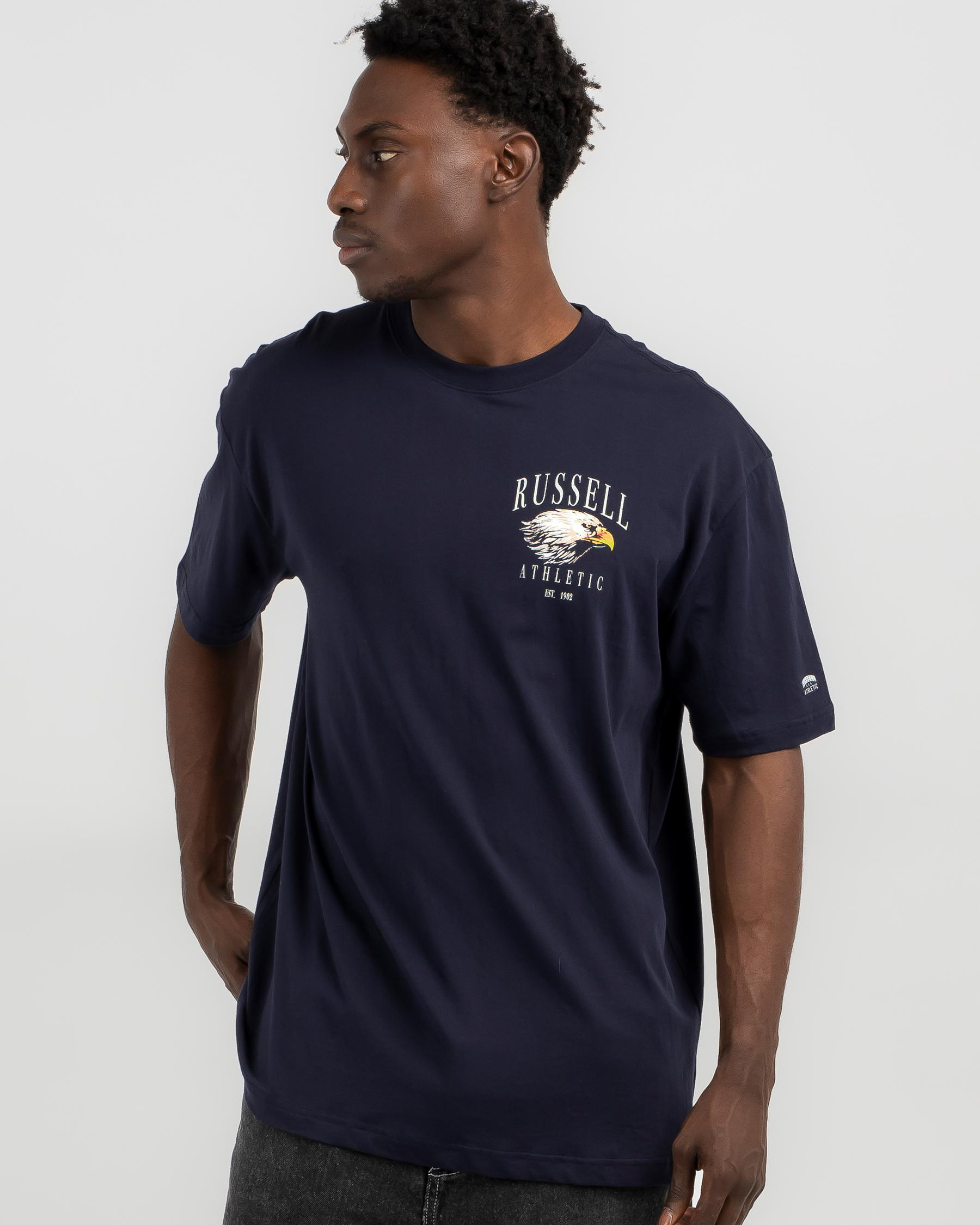 Shop Russell Athletic Vintage VRod TShirt In Michigan Navy Fast
