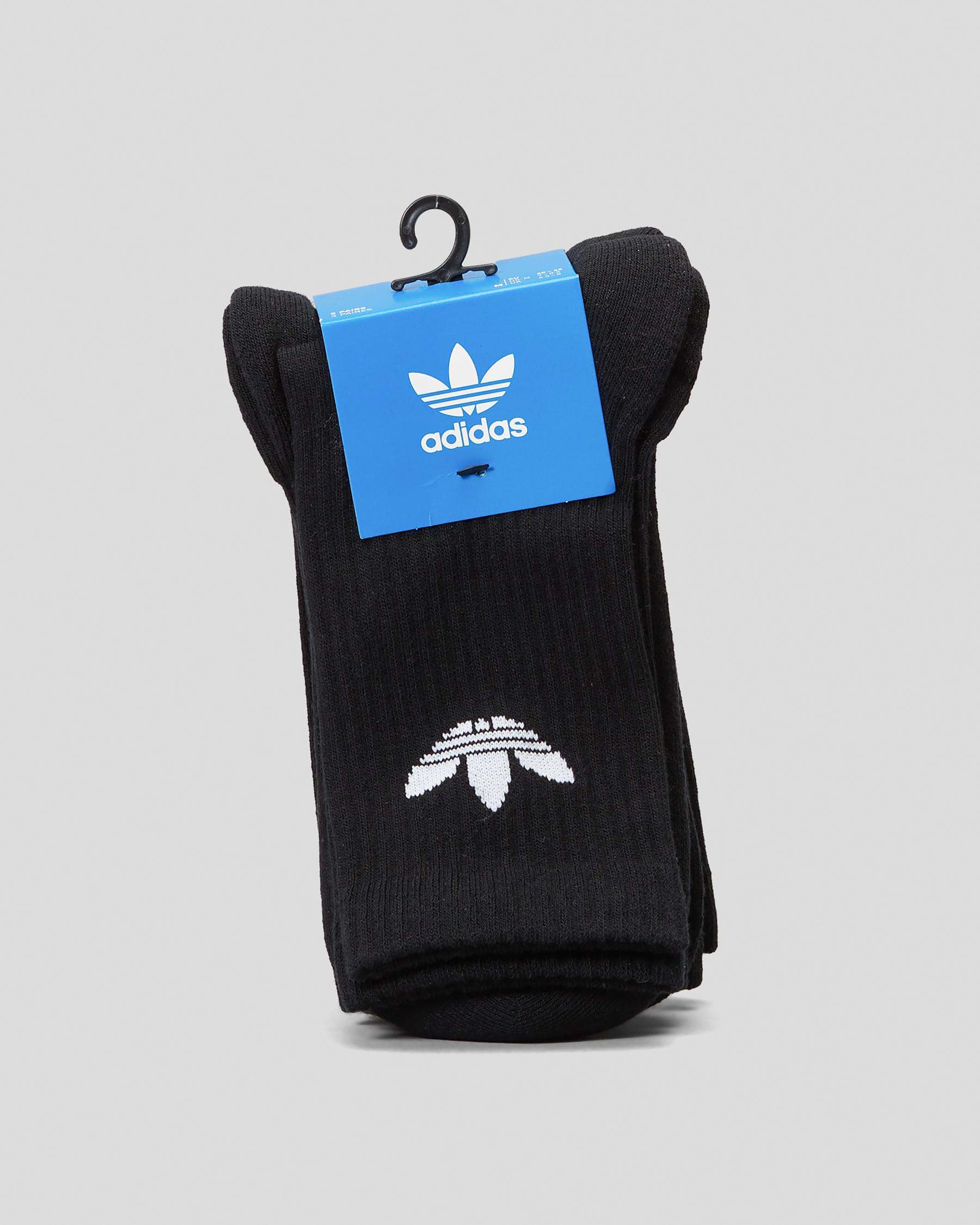 Adidas Trefoil Crew Sock 3 Pack In Black - Fast Shipping & Easy Returns ...