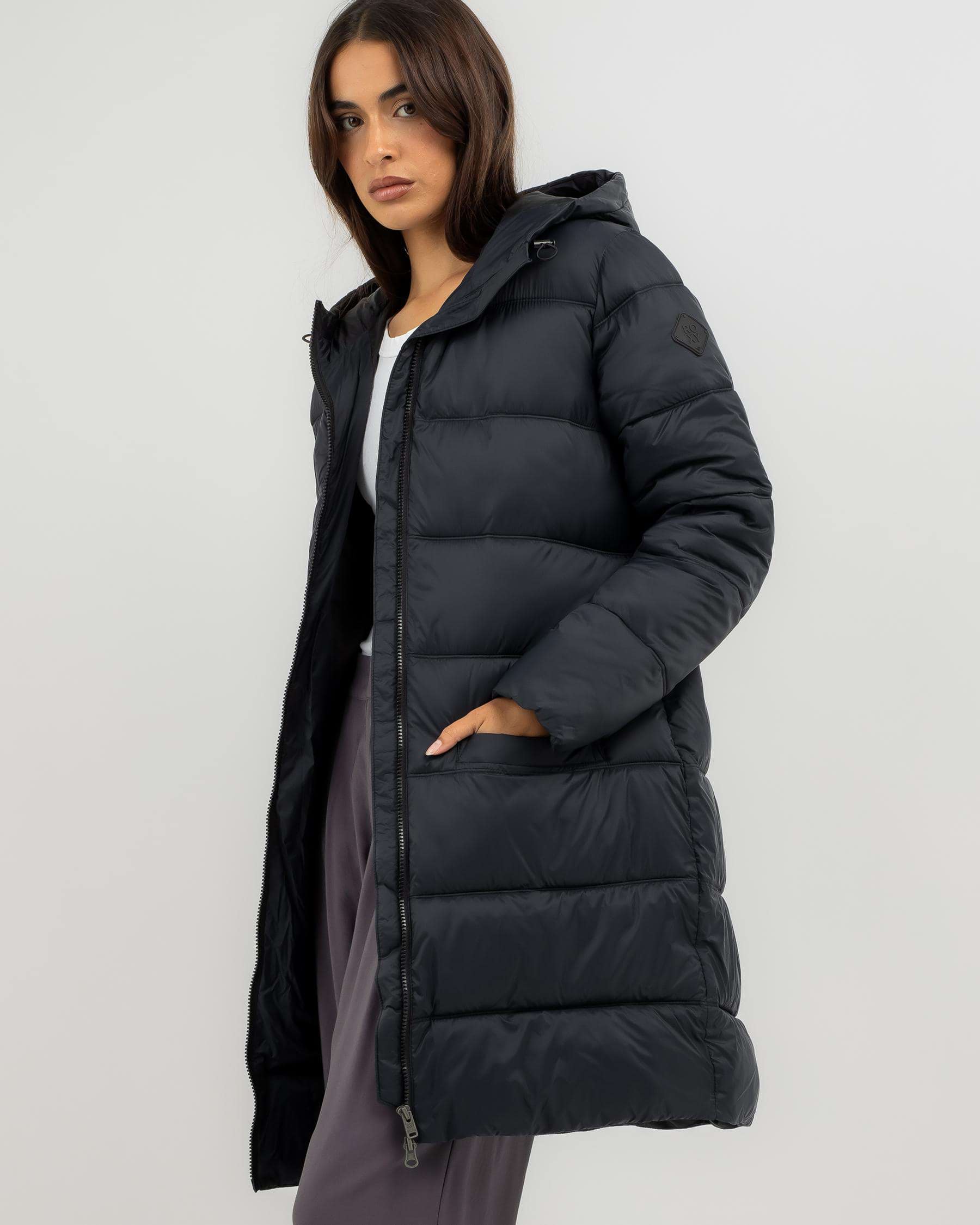 Shop Roxy Crest of the Wave Hooded Jacket In Anthracite - Fast Shipping ...