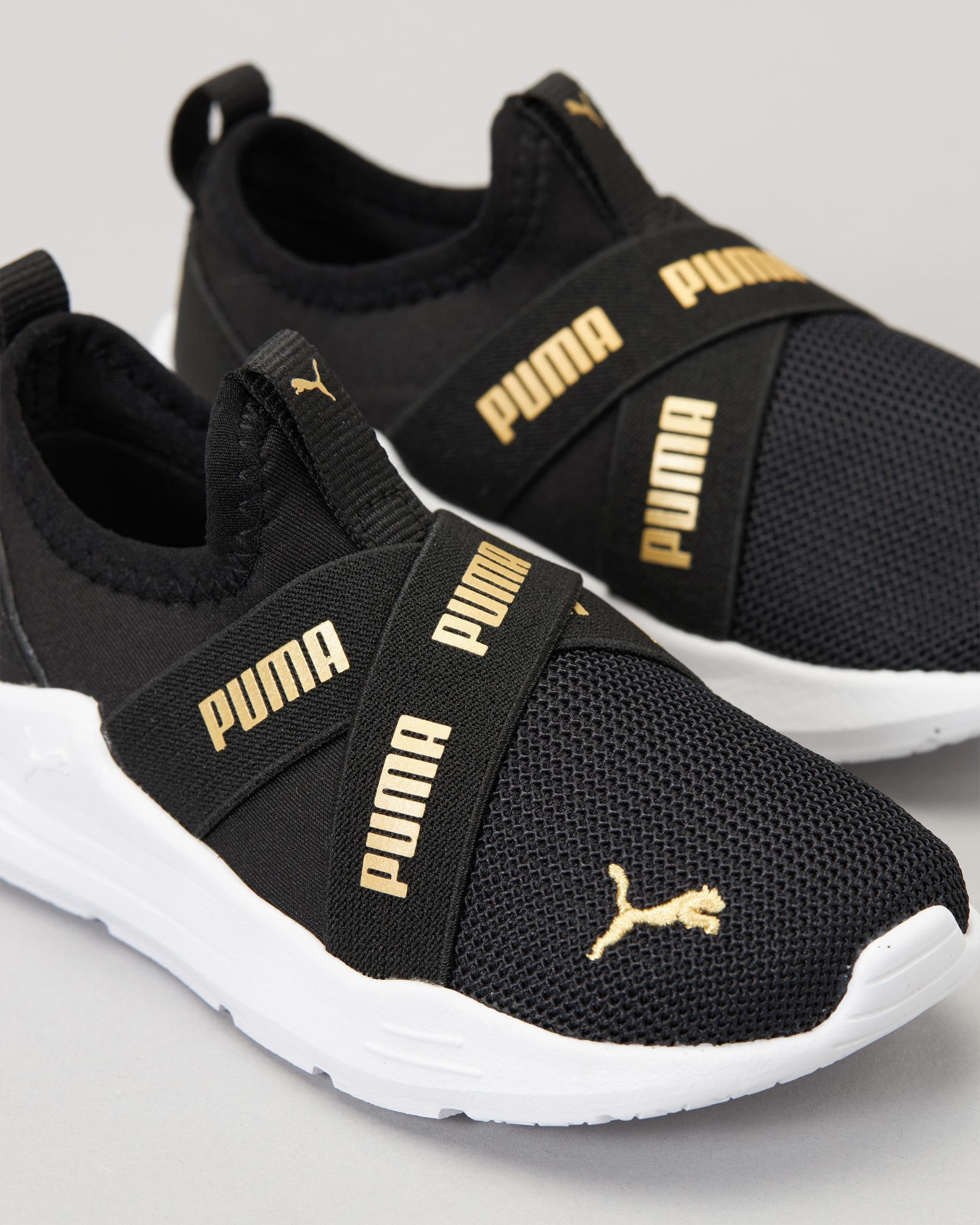 Puma Toddlers' Wired Run Slip-On Shoes In Puma Black-puma Team Gold ...