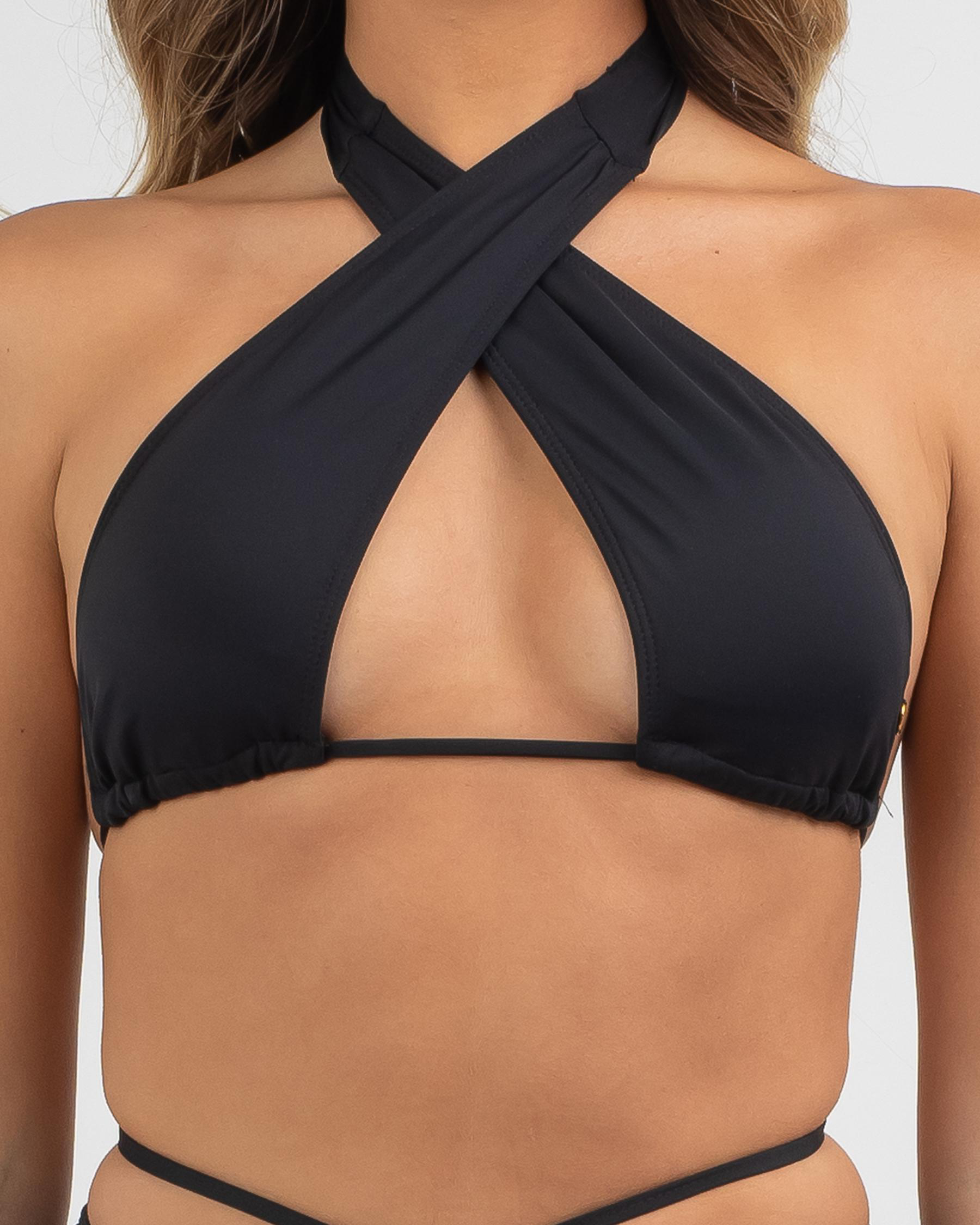 Shop Kaiami Diva Cross Over Bikini Top In Black Fast Shipping & Easy