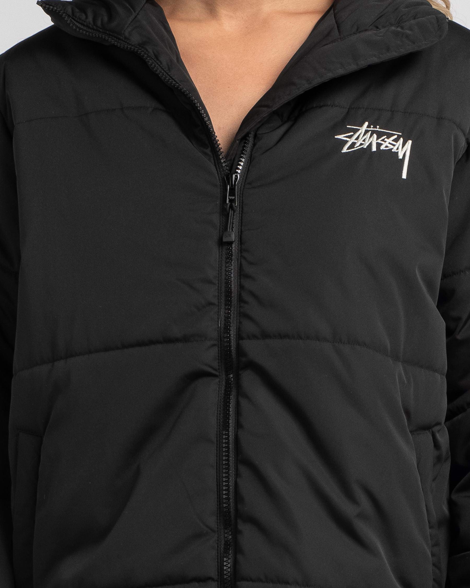 Shop Stussy Stock Puffa Jacket In Black - Fast Shipping & Easy Returns ...