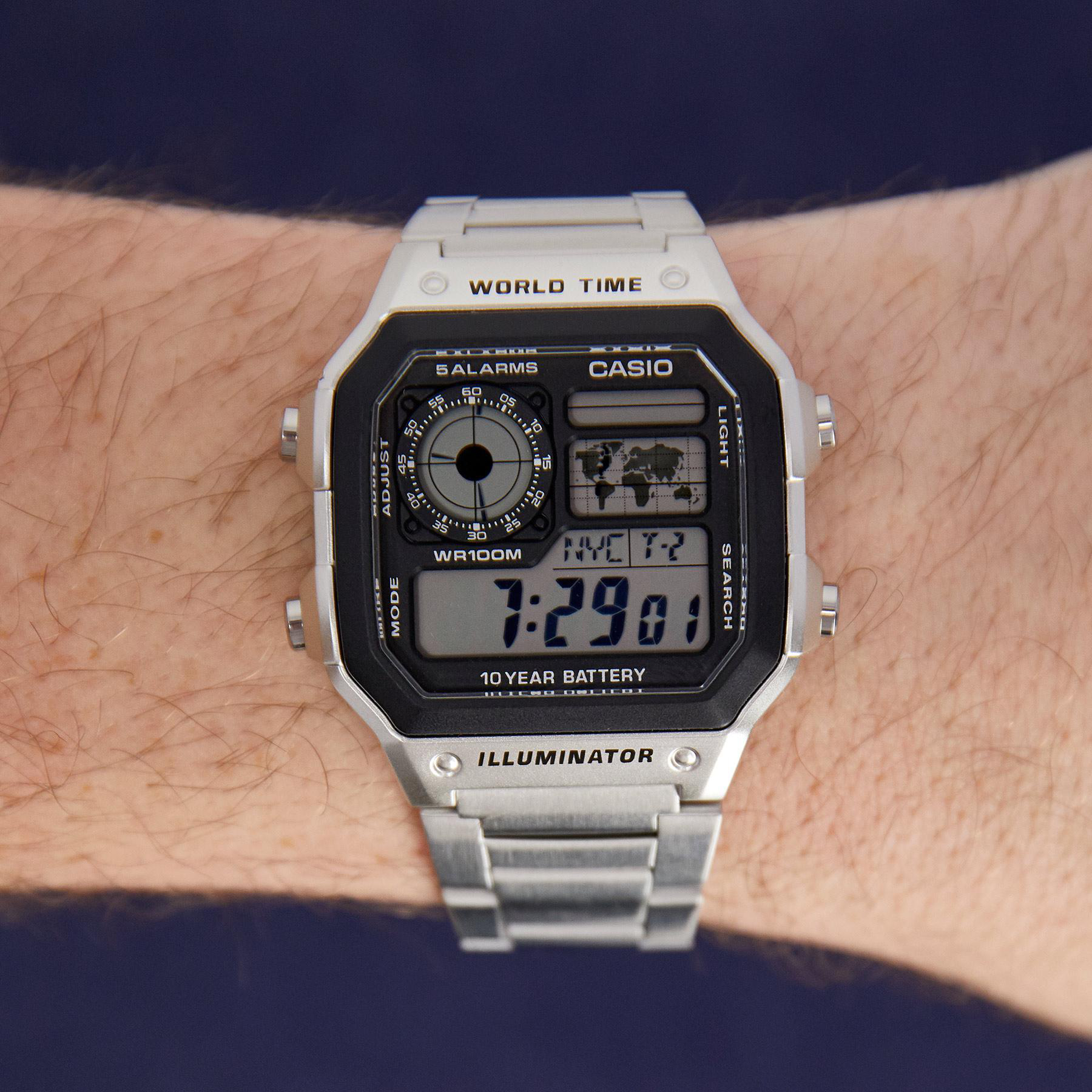 Shop Casio AE1200WHD1A Stainless Steel Watch In Silver/black Fast