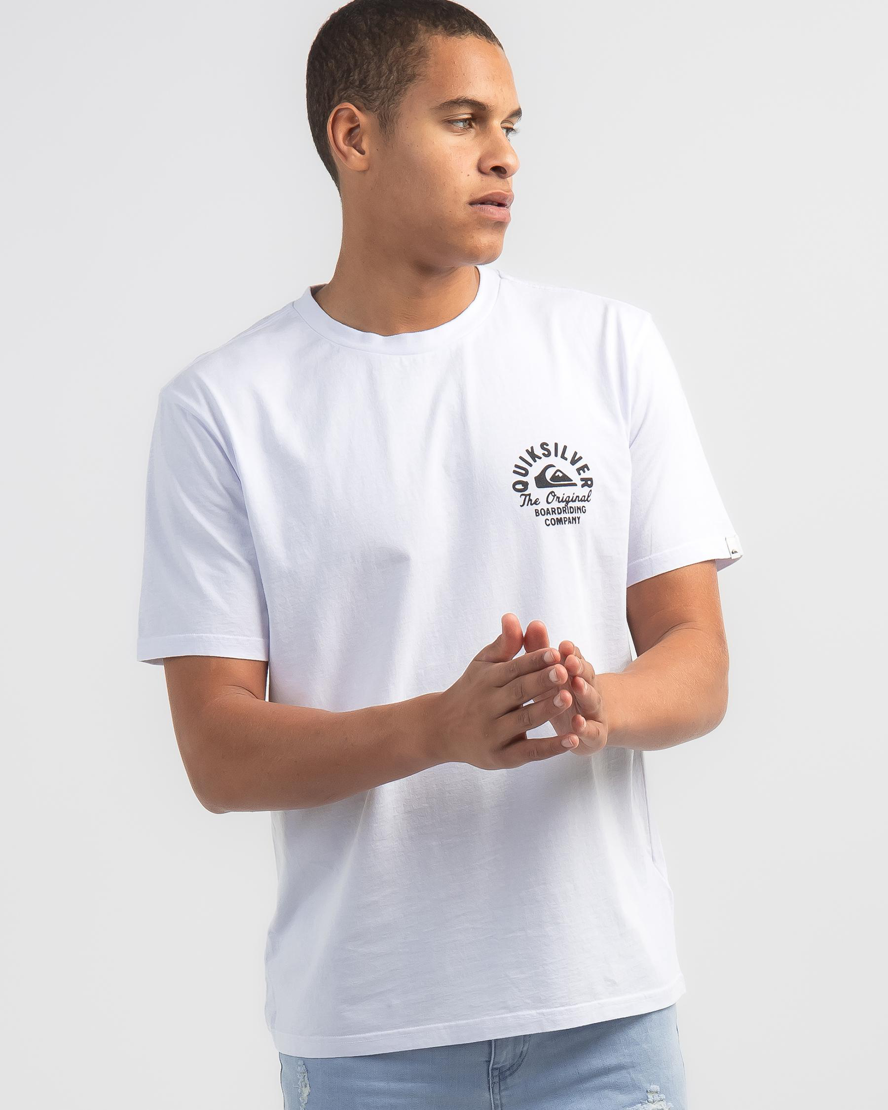 Shop Quiksilver Circled Script T-Shirt In White - Fast Shipping & Easy ...
