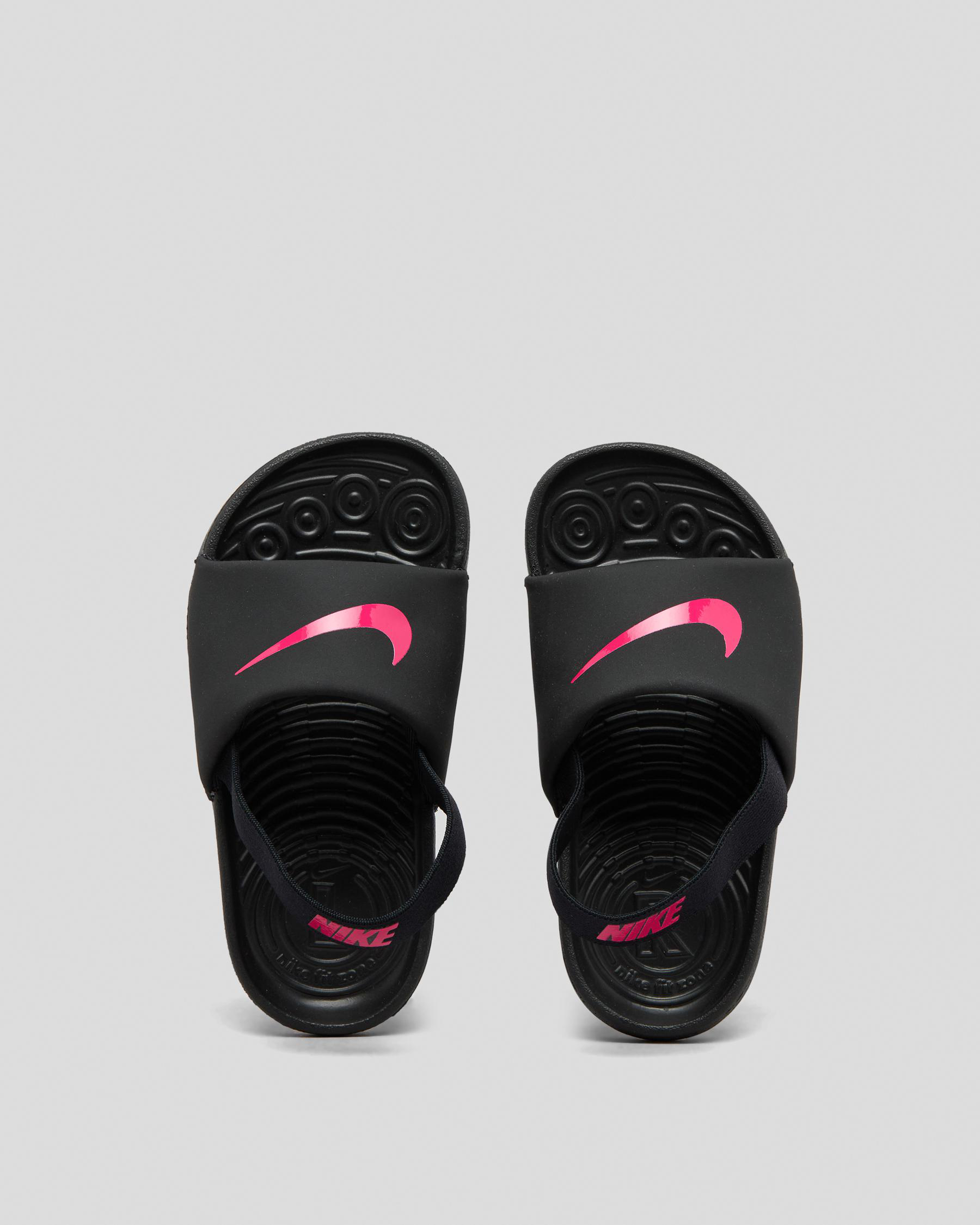 Shop Nike Toddlers' Kawa Slides In Black/vivid Pinkblack Fast