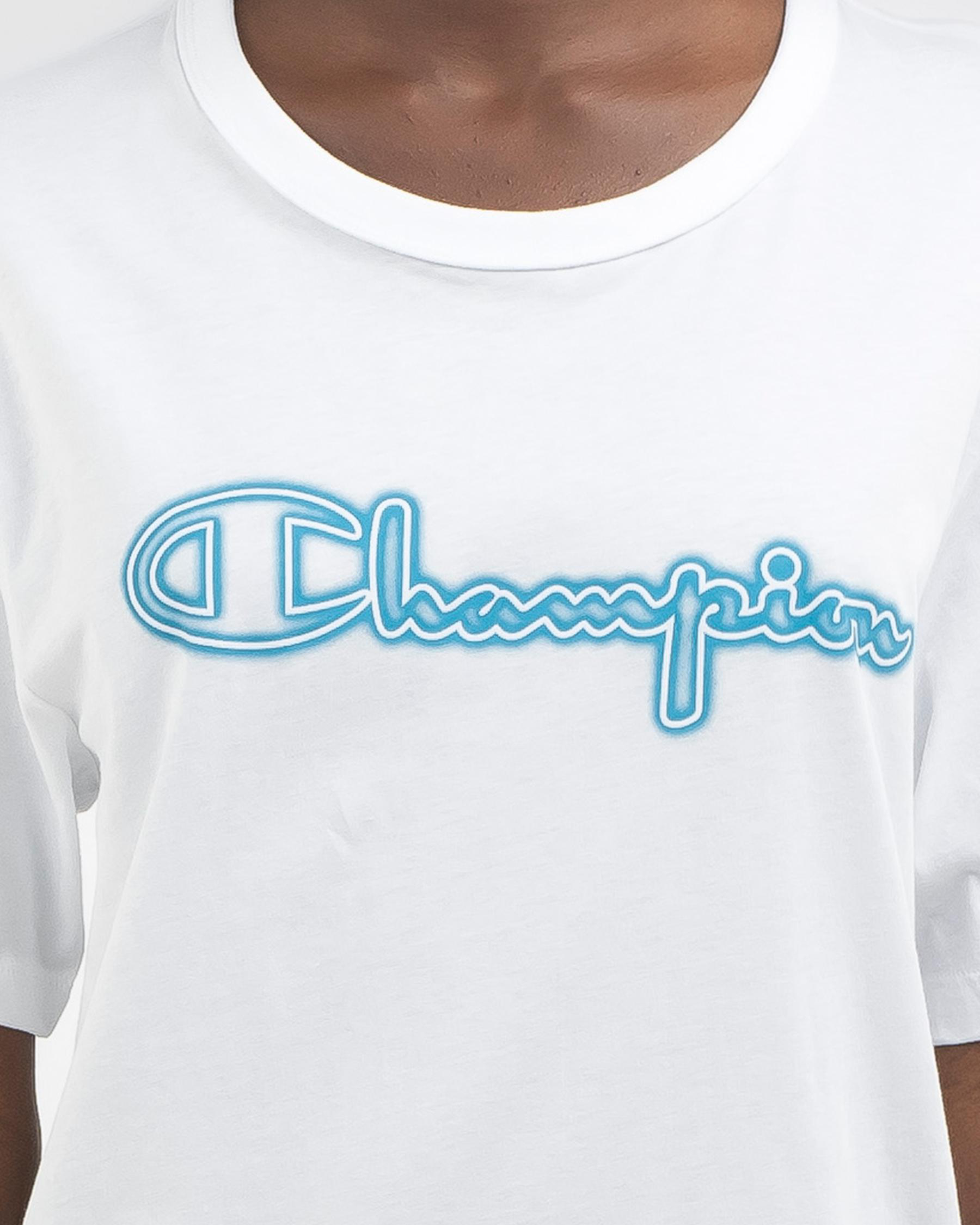 Shop Champion Champion Graphic T-Shirt In White/casa Azul - Fast
