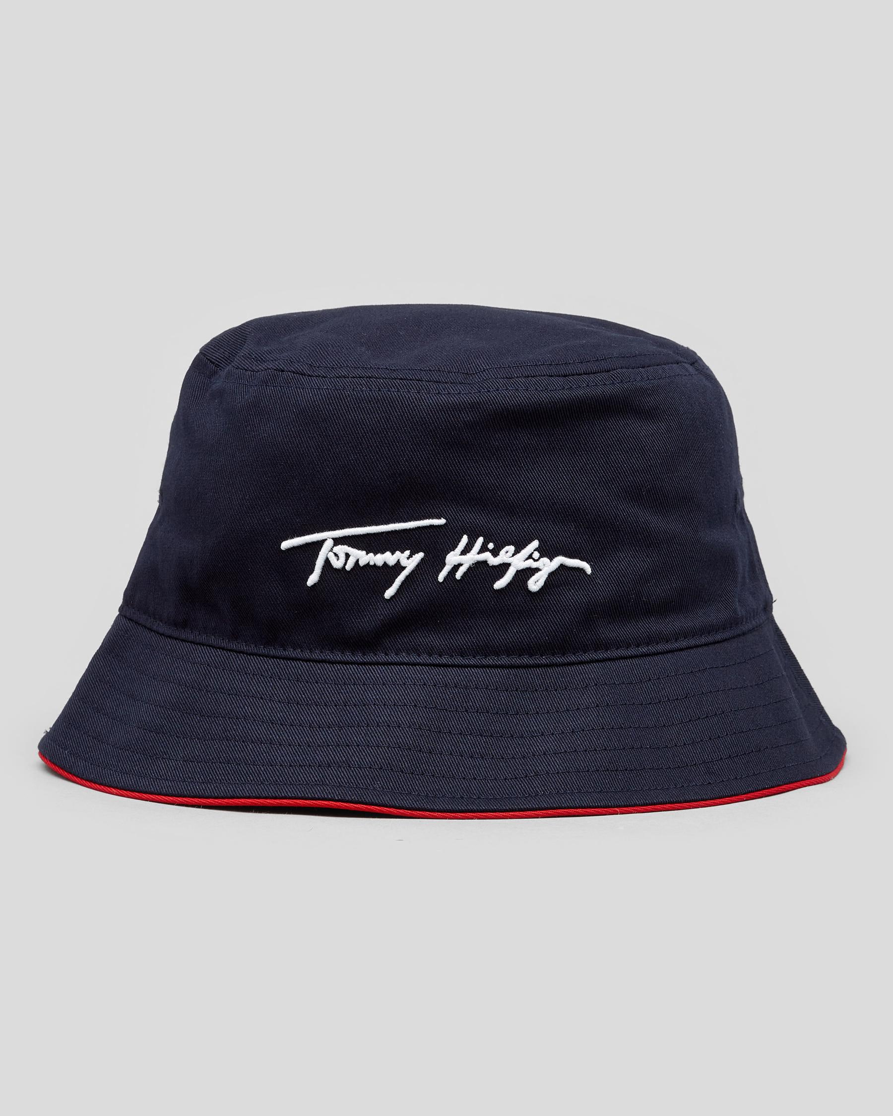 Tommy Hilfiger Signature Bucket hat In Desert Sky - Fast Shipping ...