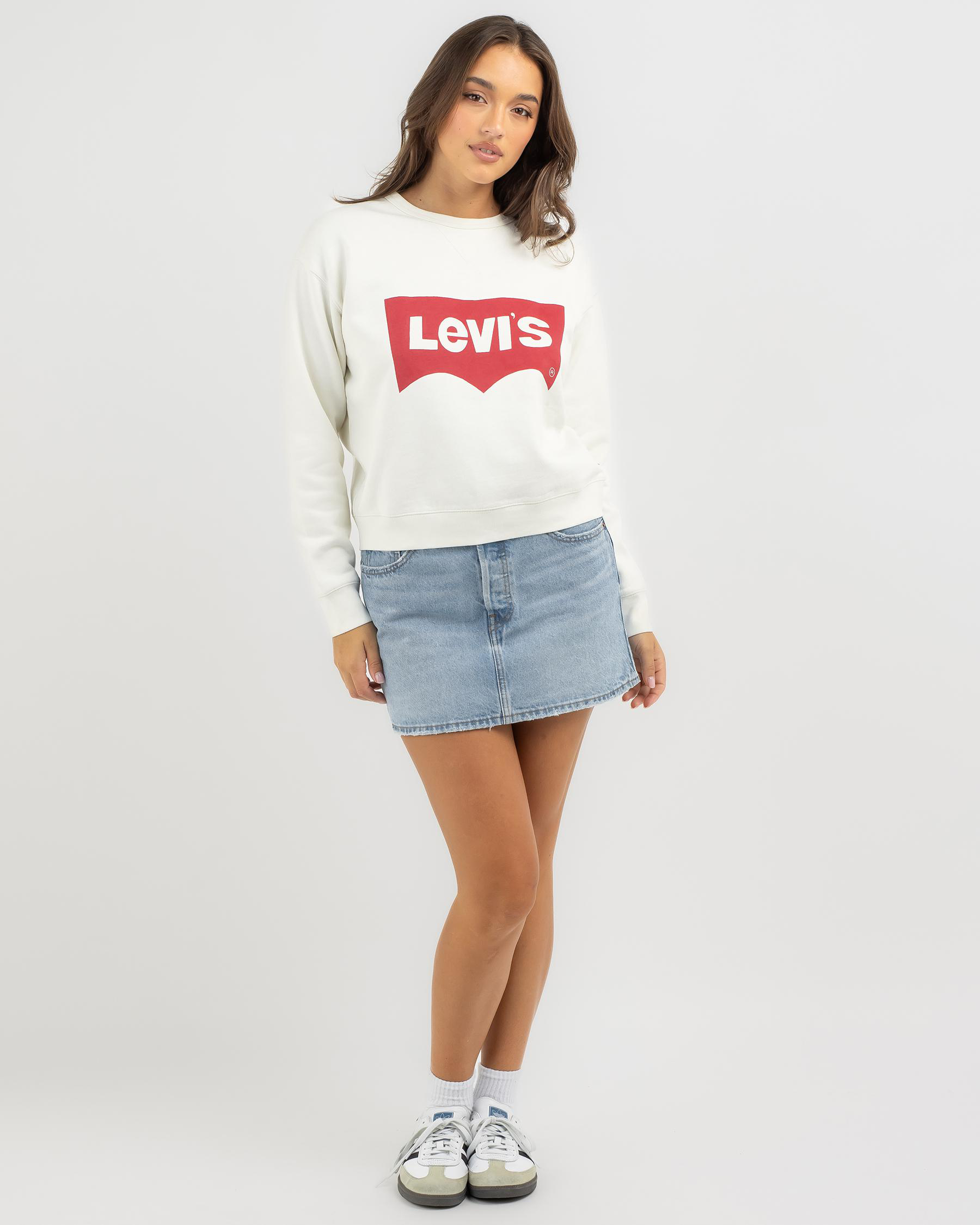 Shop Levi's Graphic Signature Crew Jumper In Crew Wonky Bw Cloud Dancer ...