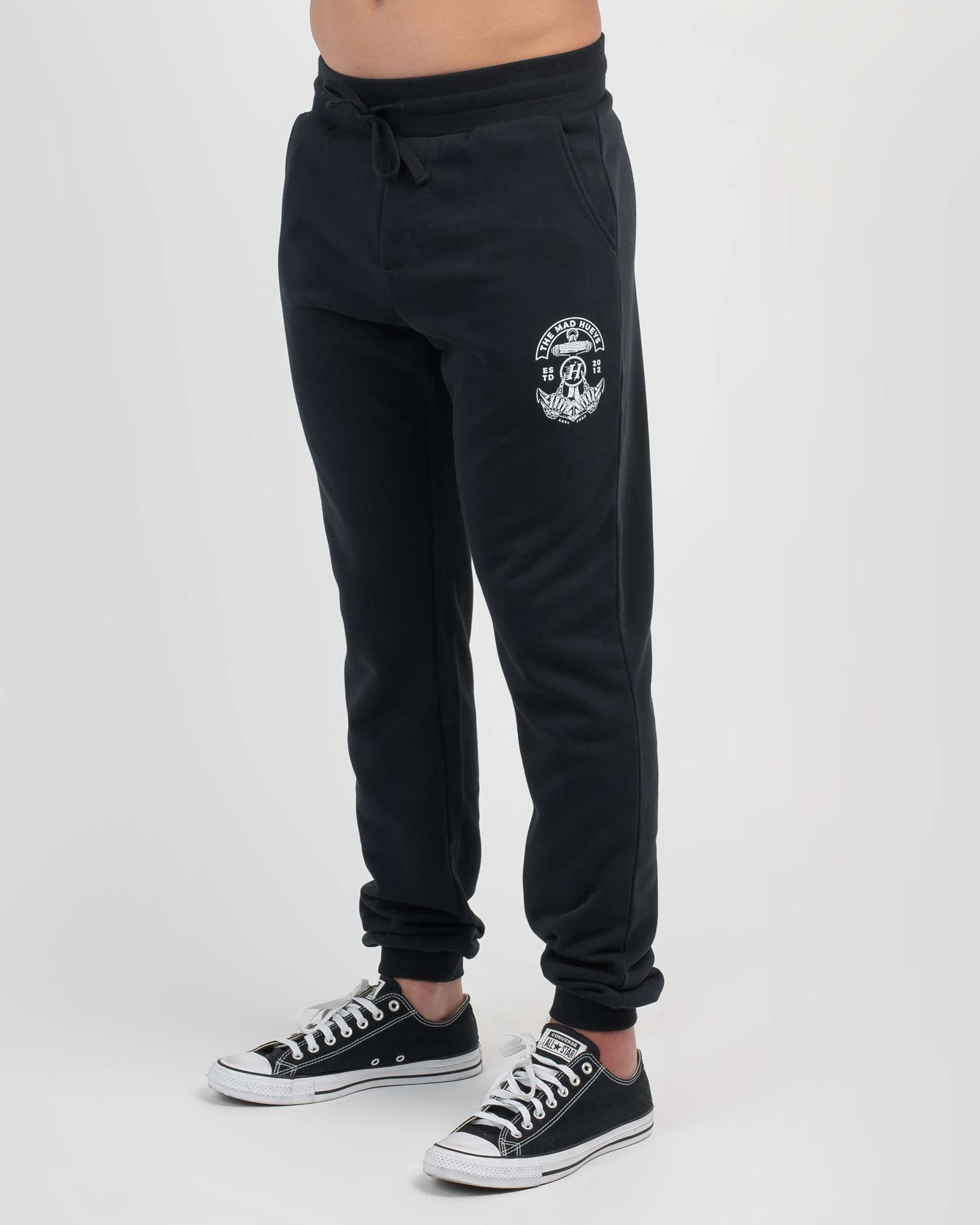 The Mad Hueys Double FKD Track Pants In Black - Fast Shipping & Easy ...