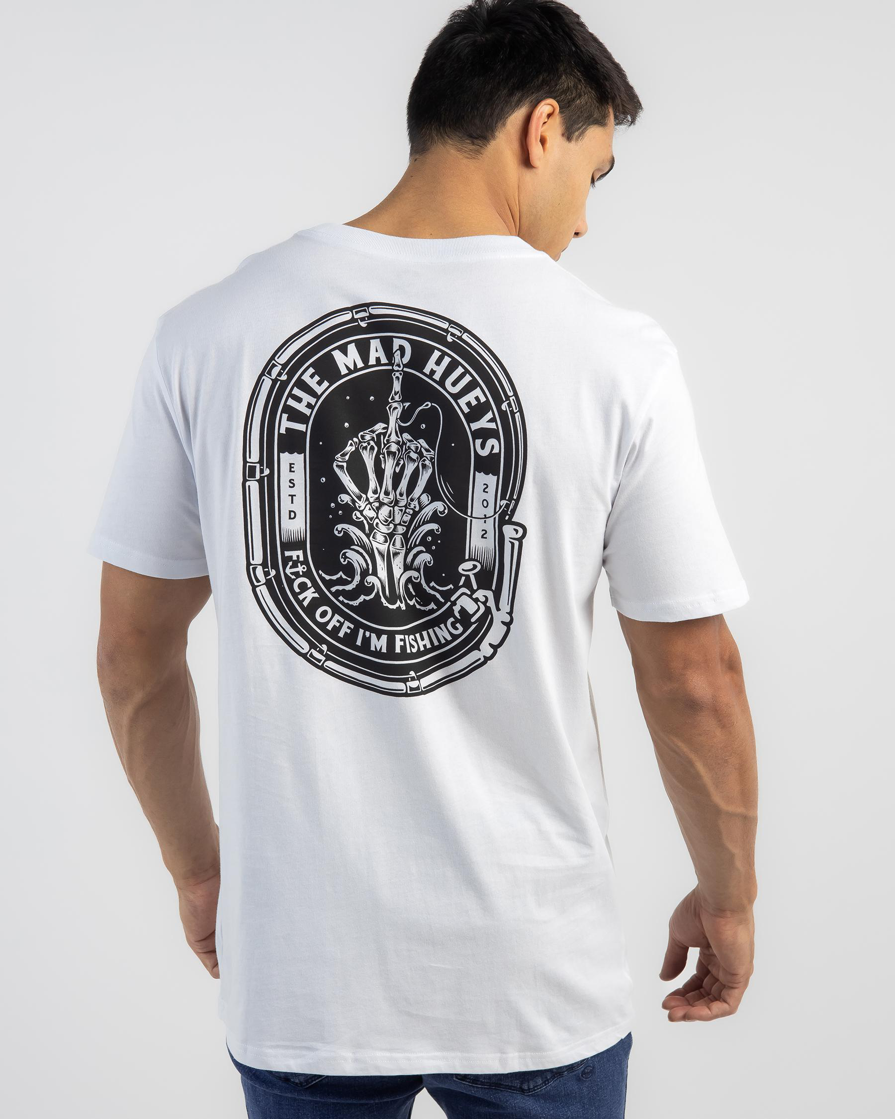 Shop The Mad Hueys Fk Off I'm Fishing TShirt In White Fast Shipping