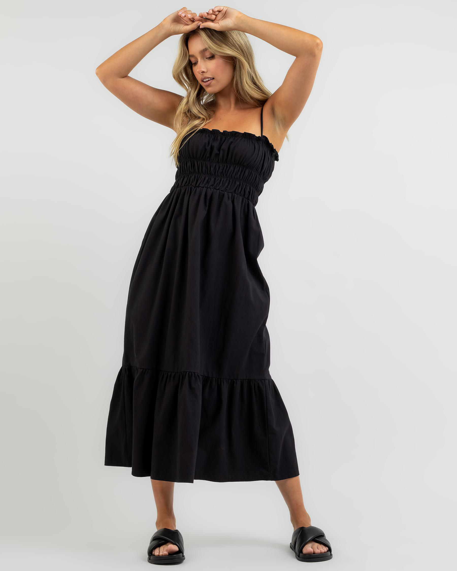 Shop Luvalot Kylen Midi Dress In Black - Fast Shipping & Easy Returns ...