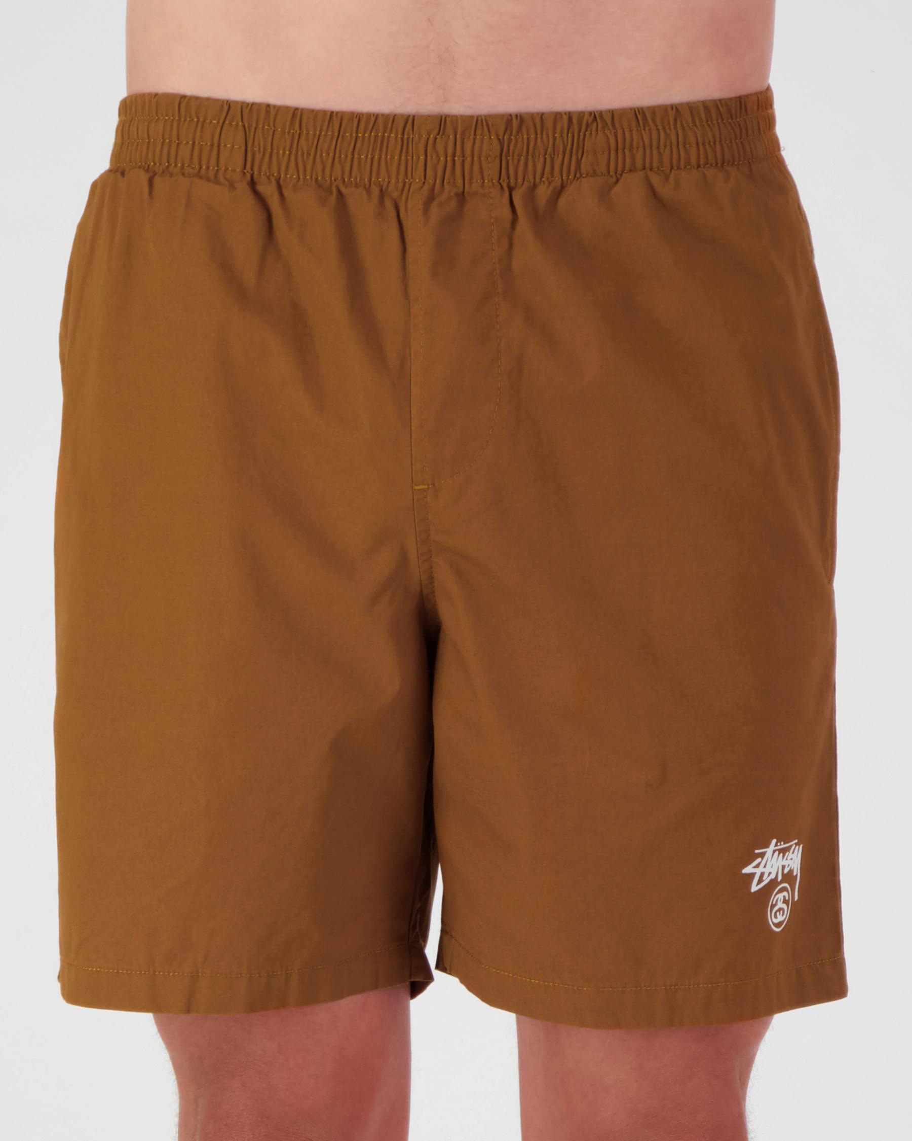 Shop Stussy Basic Stock Beach Shorts In Tan Fast Shipping & Easy