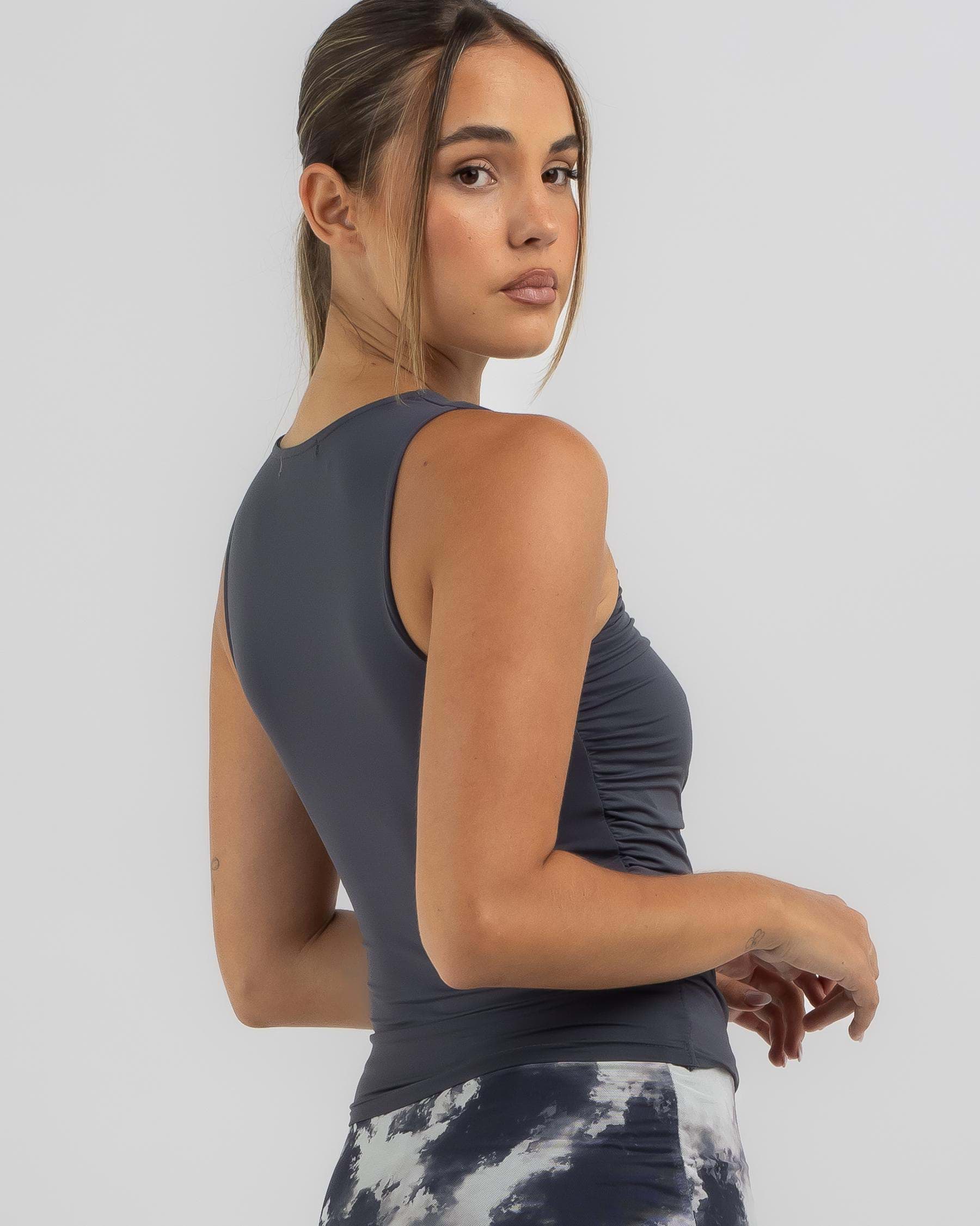 Shop Ava And Ever Basic Ruched Top In Charcoal - Fast Shipping & Easy ...