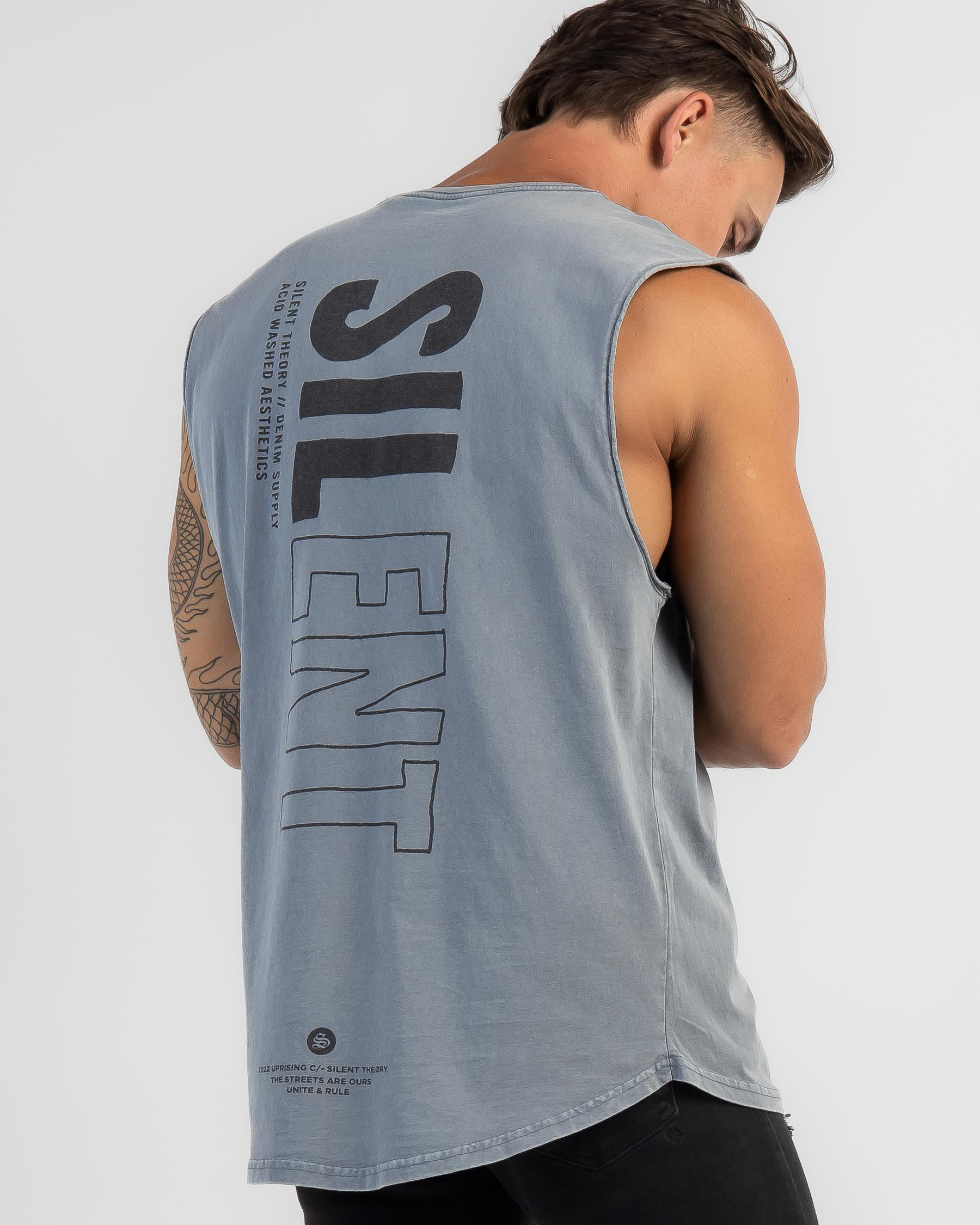 Silent Theory Obtuse Muscle Tank In Light Blue FREE* Shipping & Easy