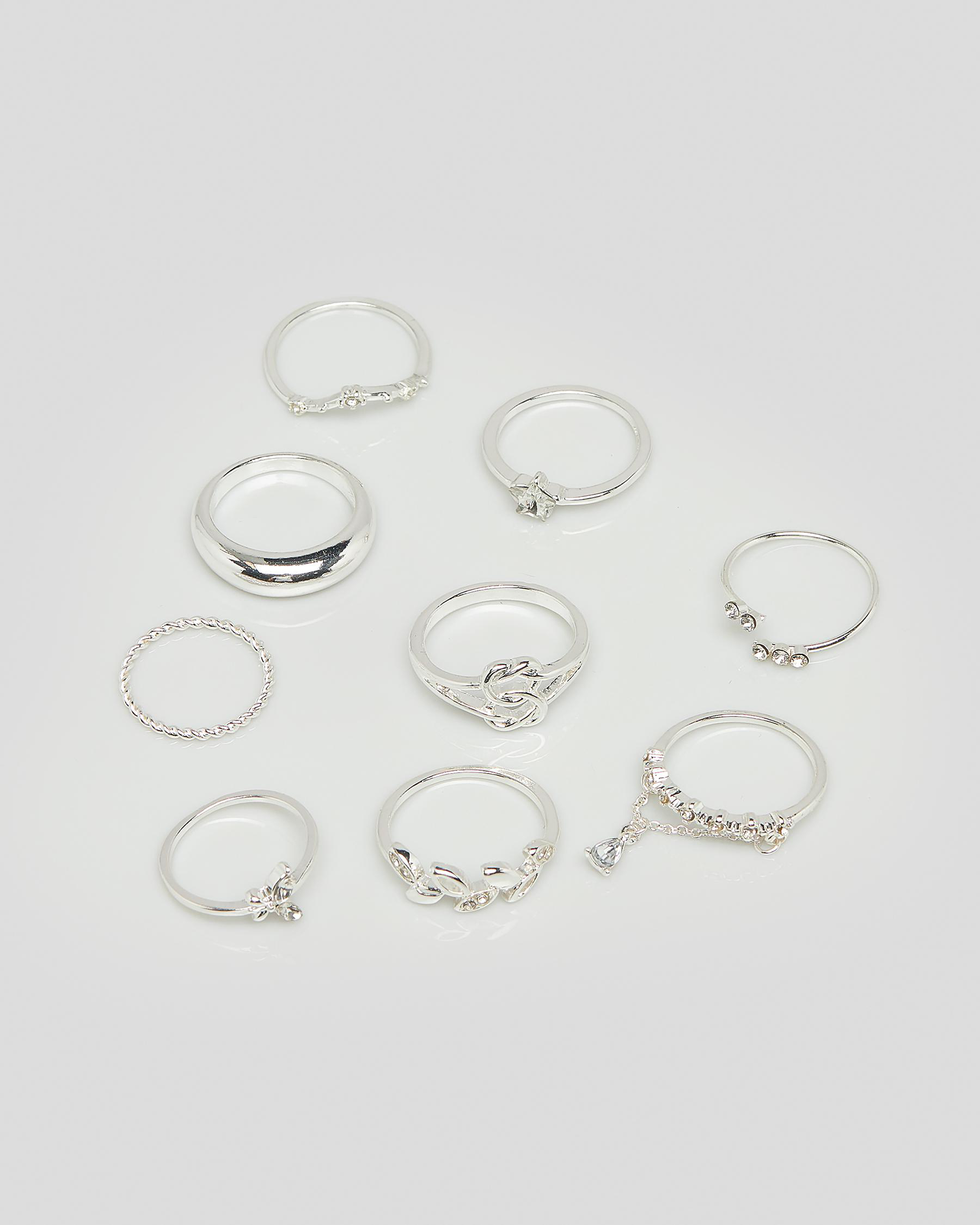 Shop Karyn In LA Angela Ring Pack In Shiny Silver Fast Shipping & Easy Returns City Beach