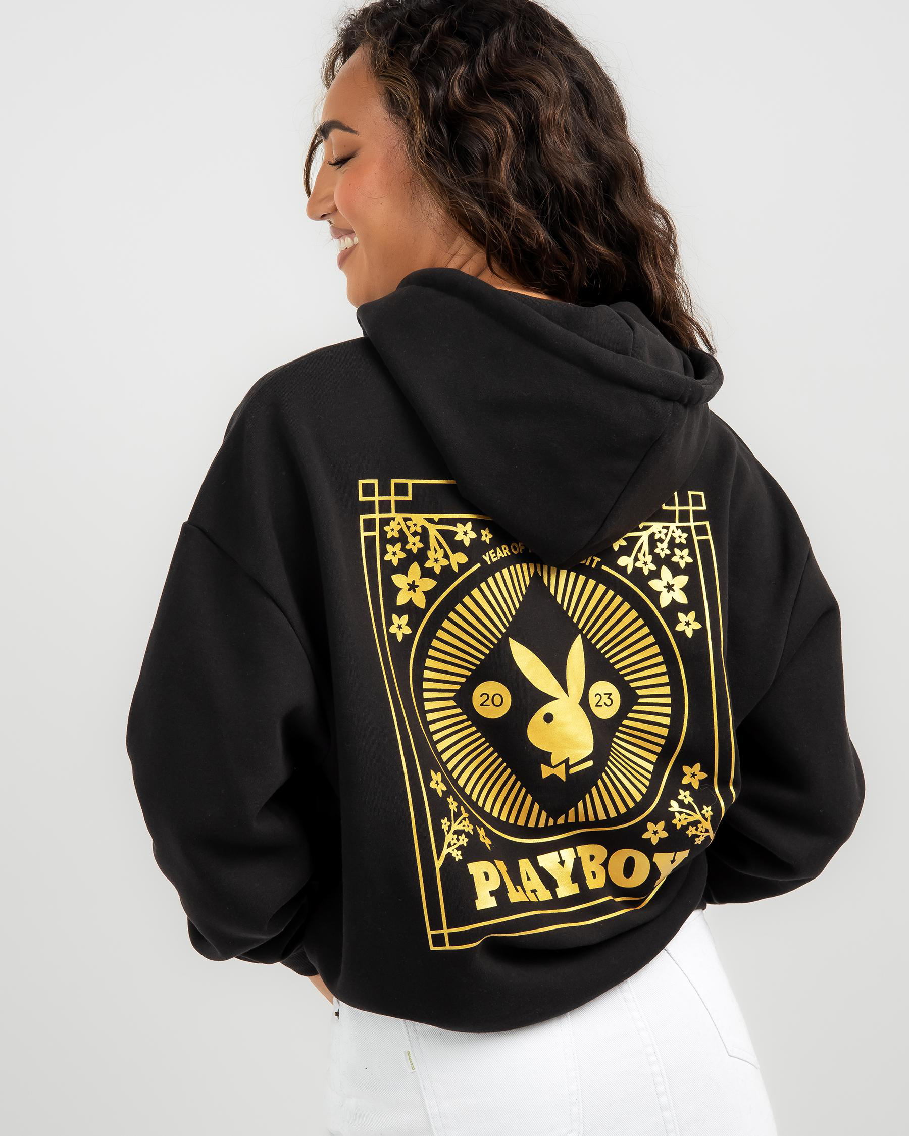 Shop Playboy Year Of The Rabbit Hoodie In Black - Fast Shipping & Easy ...