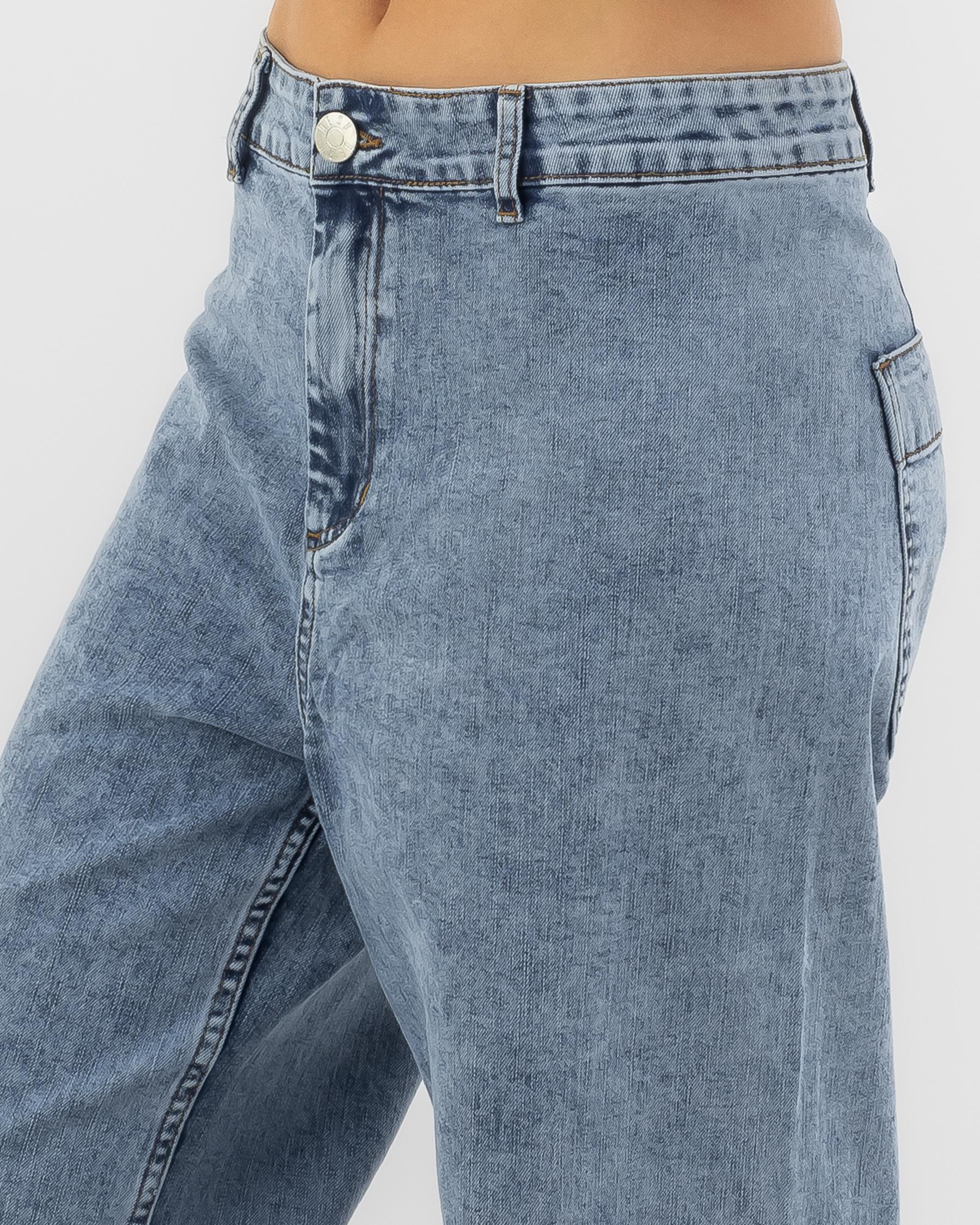DESU Jaxon Wide Leg Jeans In Mid Blue - Fast Shipping & Easy Returns ...