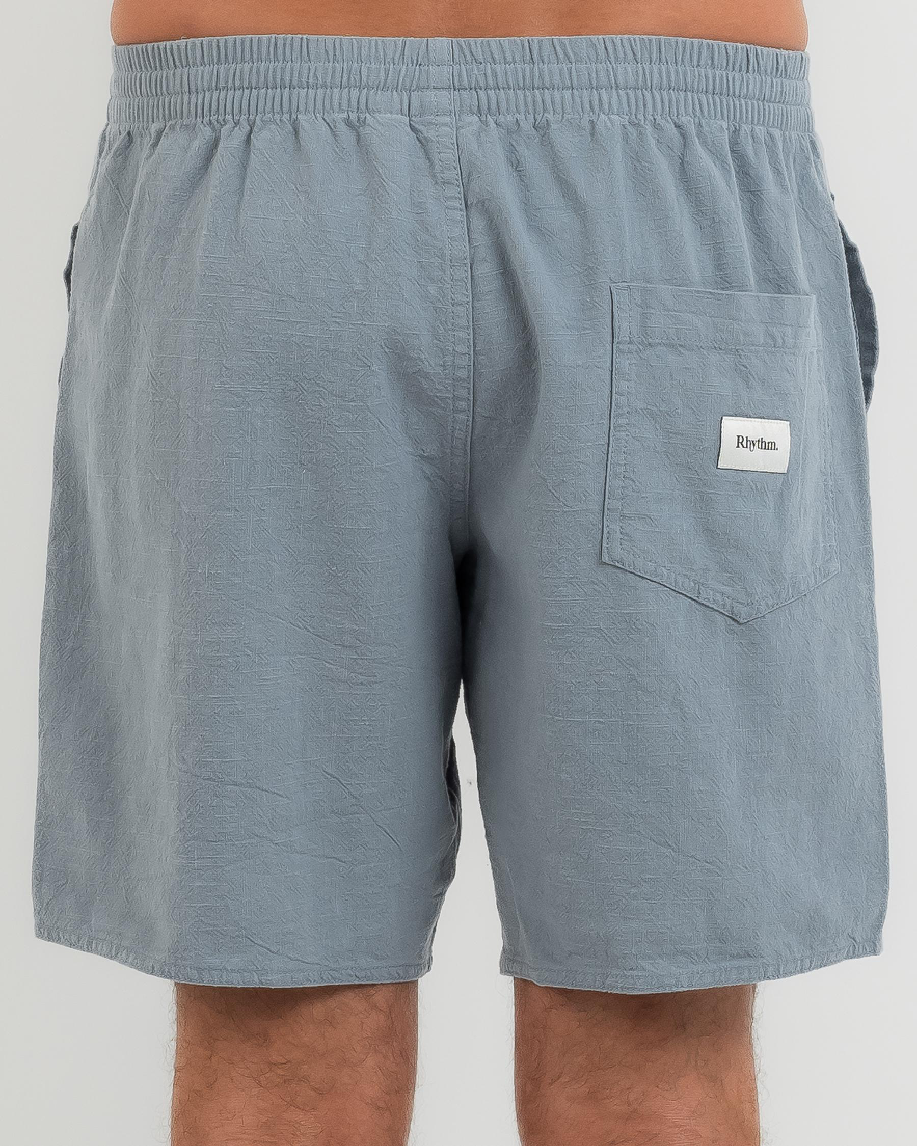 Shop Rhythm Textured Linen Jam Shorts In Slate Fast Shipping & Easy