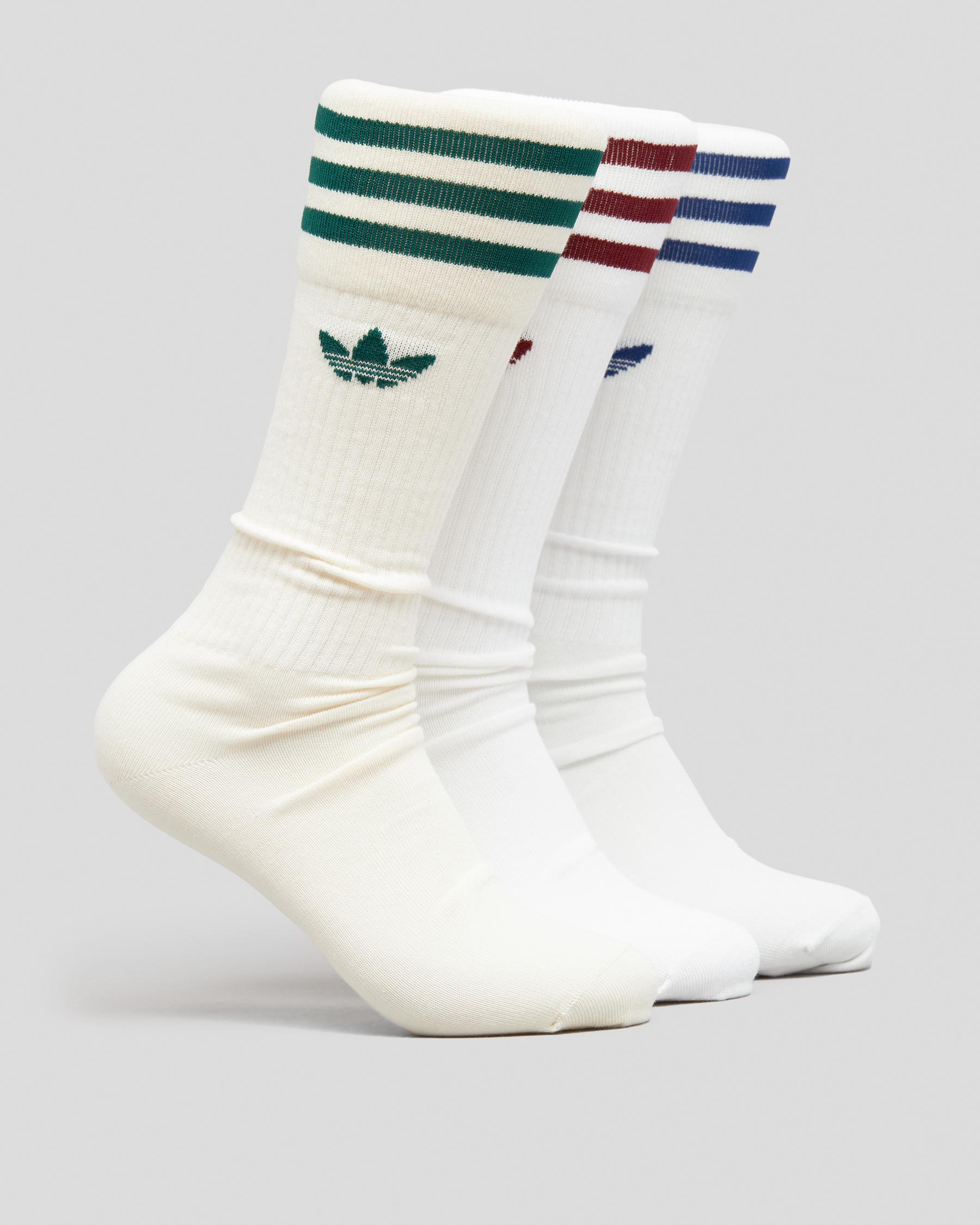 Adidas Solid Crew Socks 3 Pack In White/crystal White/wonder White FREE* Shipping & Easy