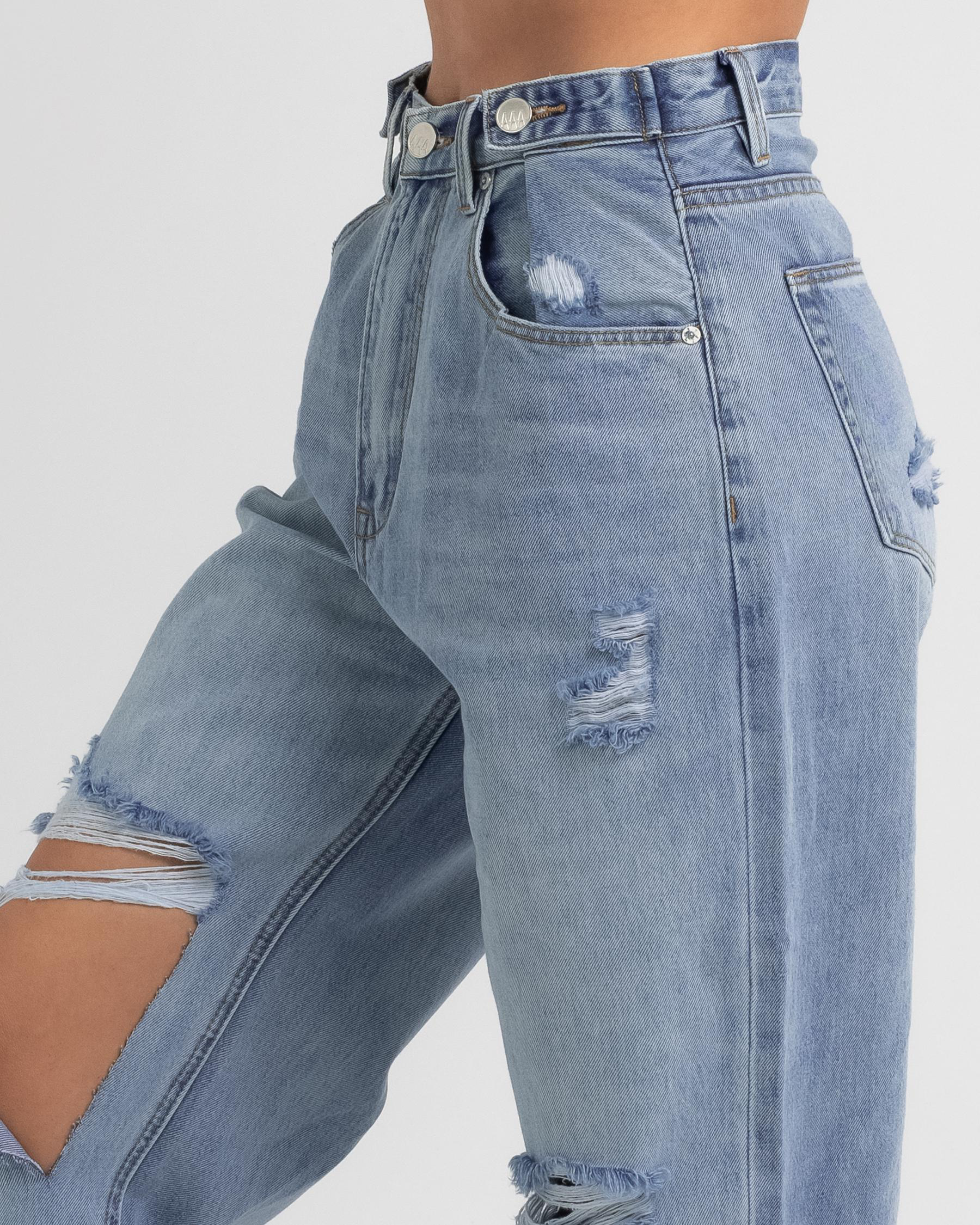 Shop Ziggy Denim Hi And Loose Jeans In Forever Blue - Fast Shipping ...