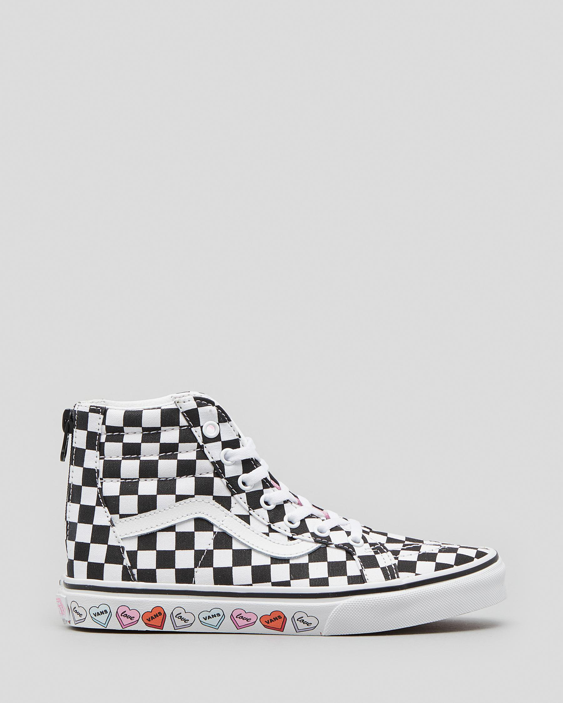 Vans Girls' Sk8 Hi Zip Shoes In Black/true White Fast Shipping & Easy