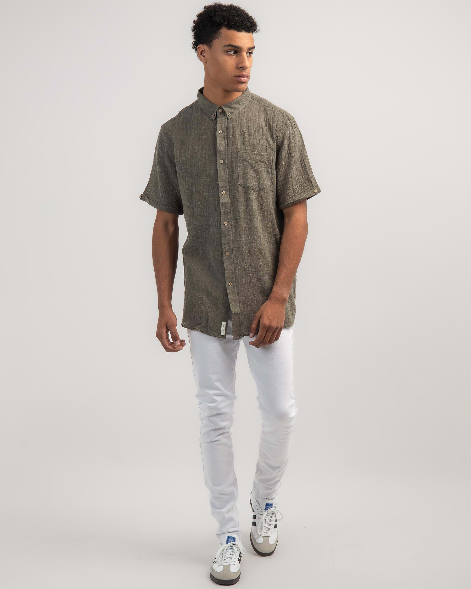 Lucid Woven Short Sleeve Shirt In Olive - Fast Shipping & Easy Returns ...