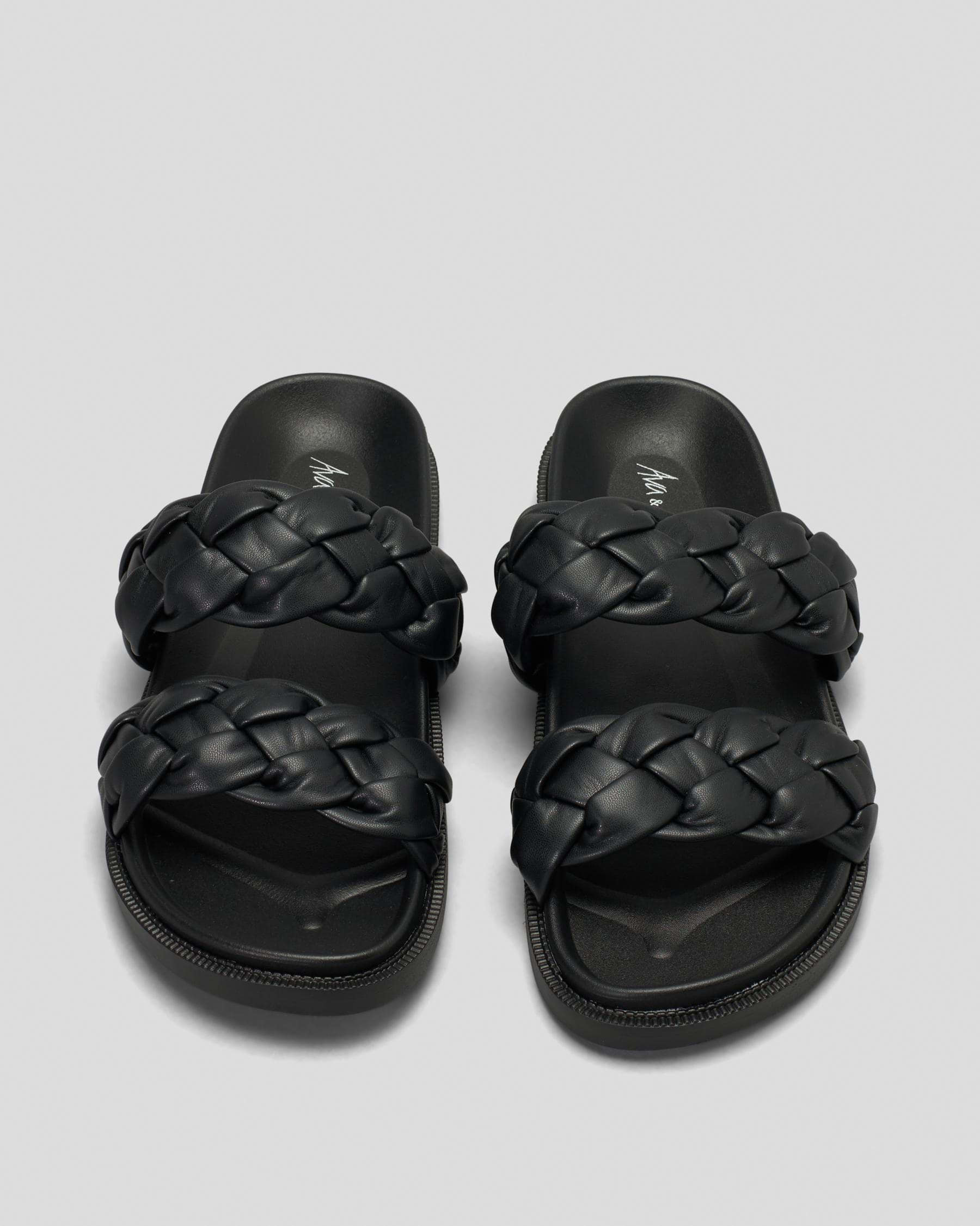 Ava And Ever Eve Slide Sandals In Black - Fast Shipping & Easy Returns ...