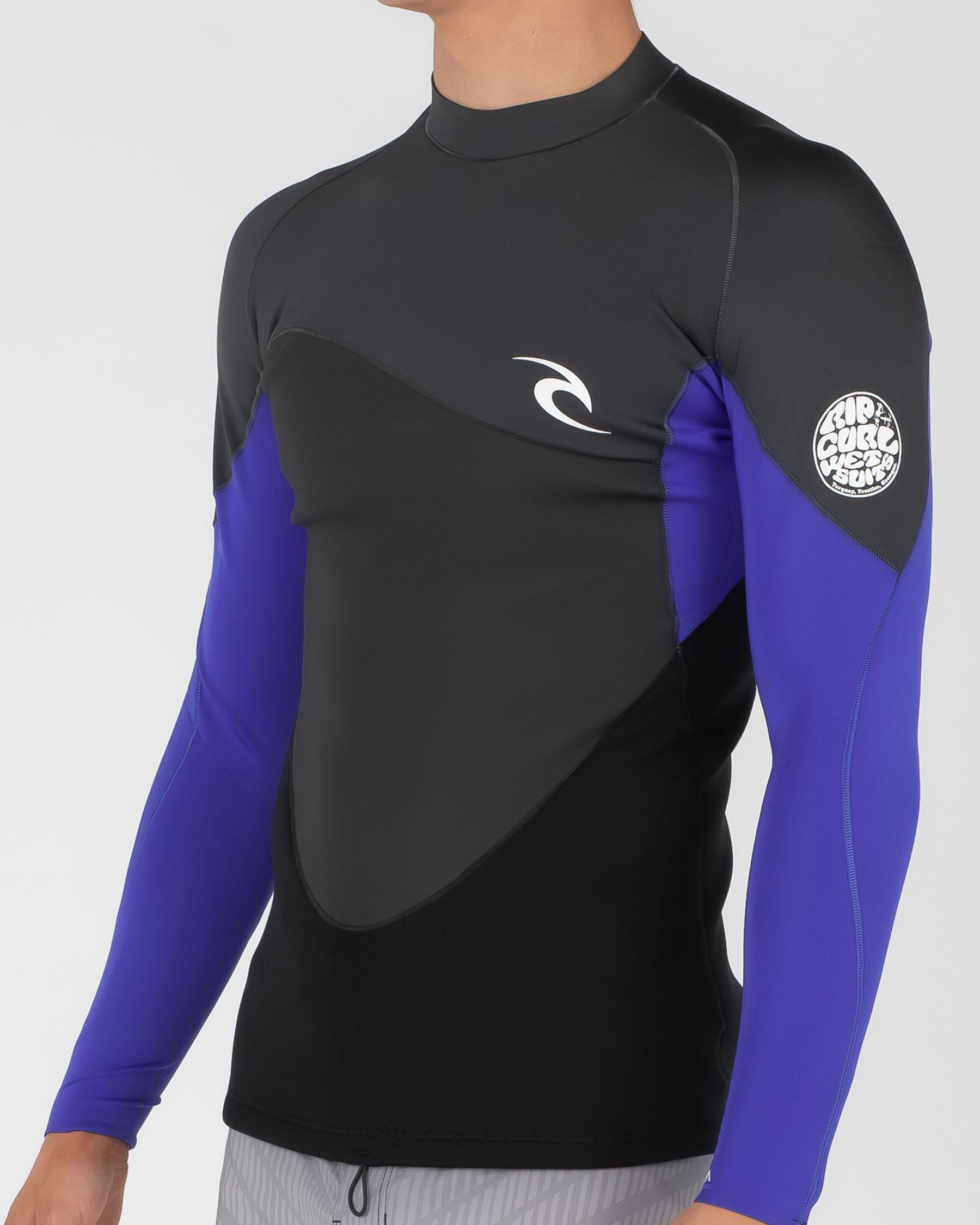 Rip Curl Omega Long Sleeve Wetsuit Top In Blue Fast Shipping & Easy