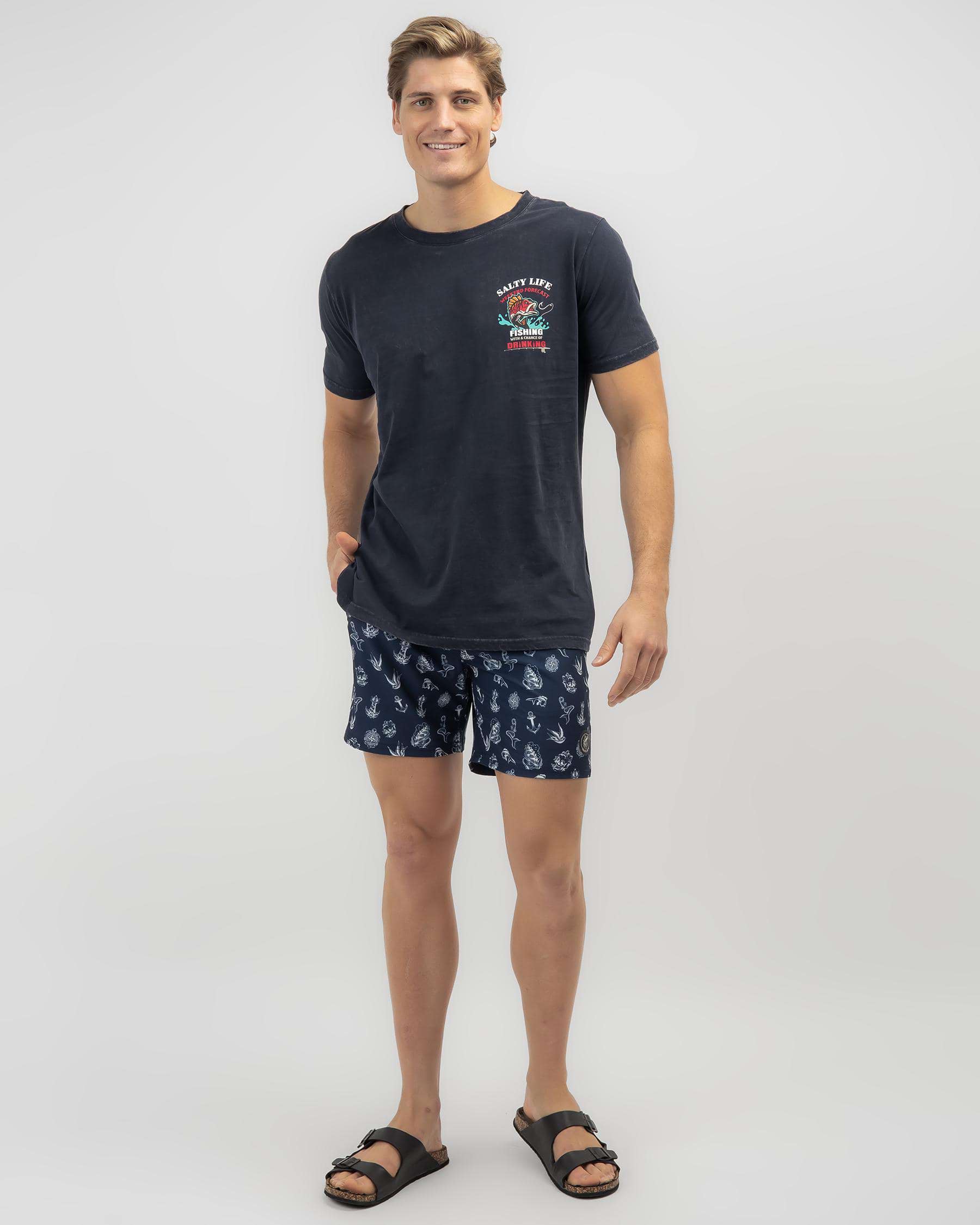 Salty Life Nautical Mully Shorts In Navy - Fast Shipping & Easy Returns ...