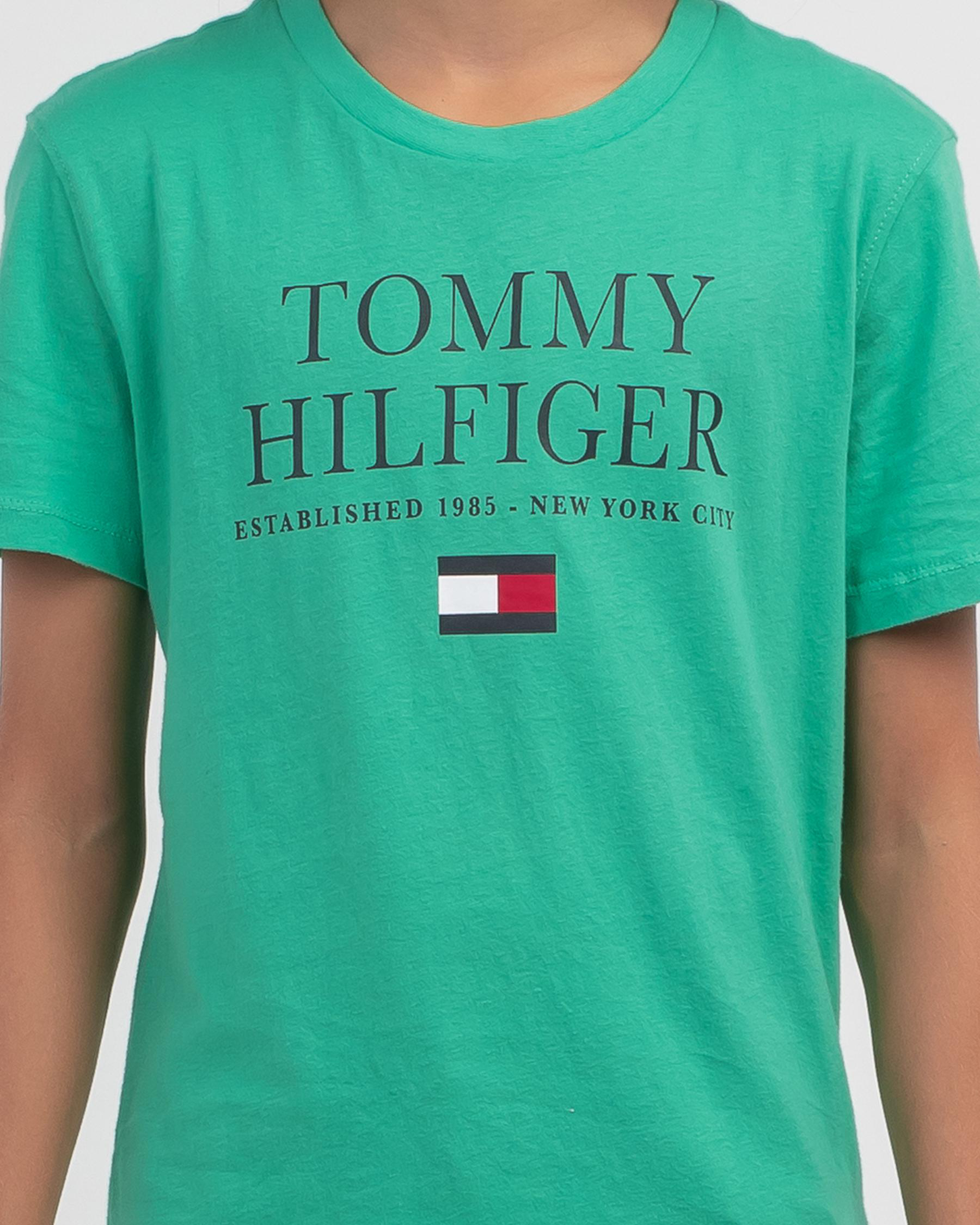 Tommy Hilfiger Boys' TH Logo TShirt In Tropic Palm Fast Shipping
