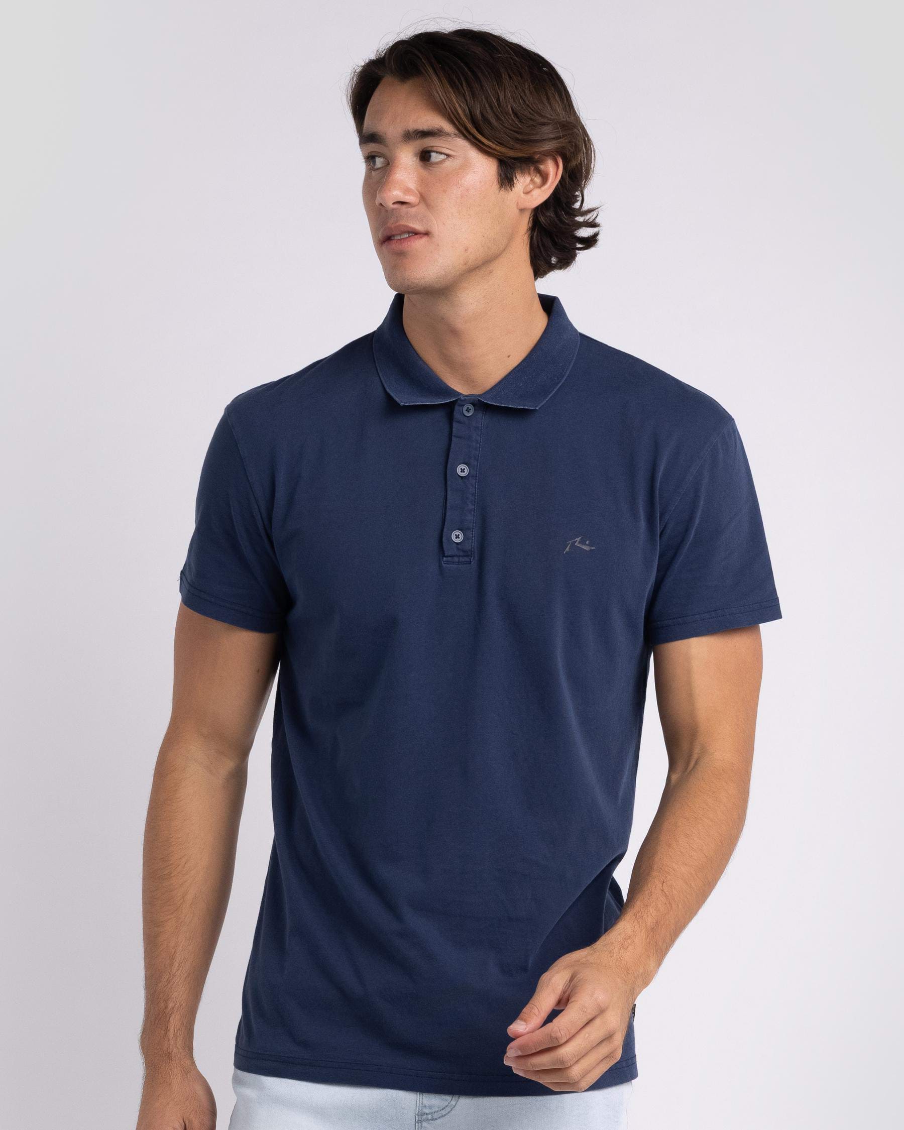 Rusty Comp Wash Polo Shirt In Navy Blue - Fast Shipping & Easy Returns ...