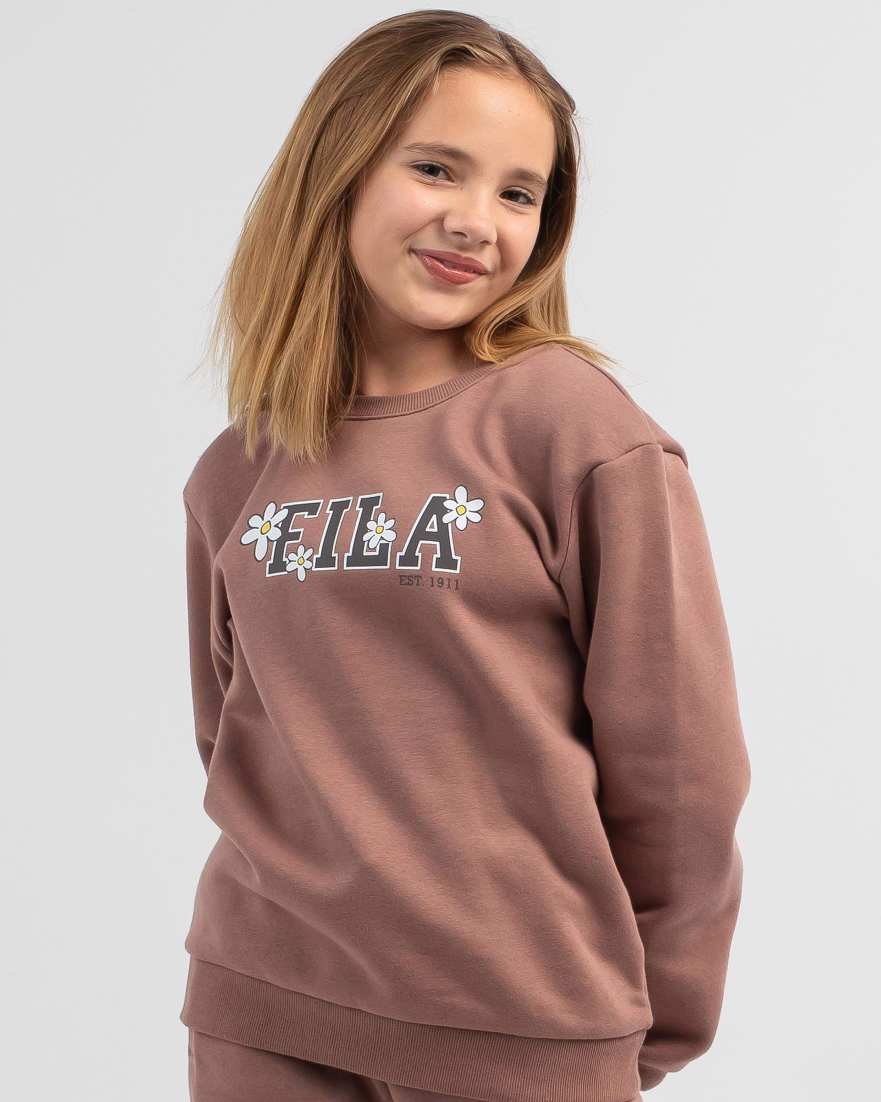 Shop Fila Girls' City Gracie Sweatshirt In Milk Chocolate - Fast ...